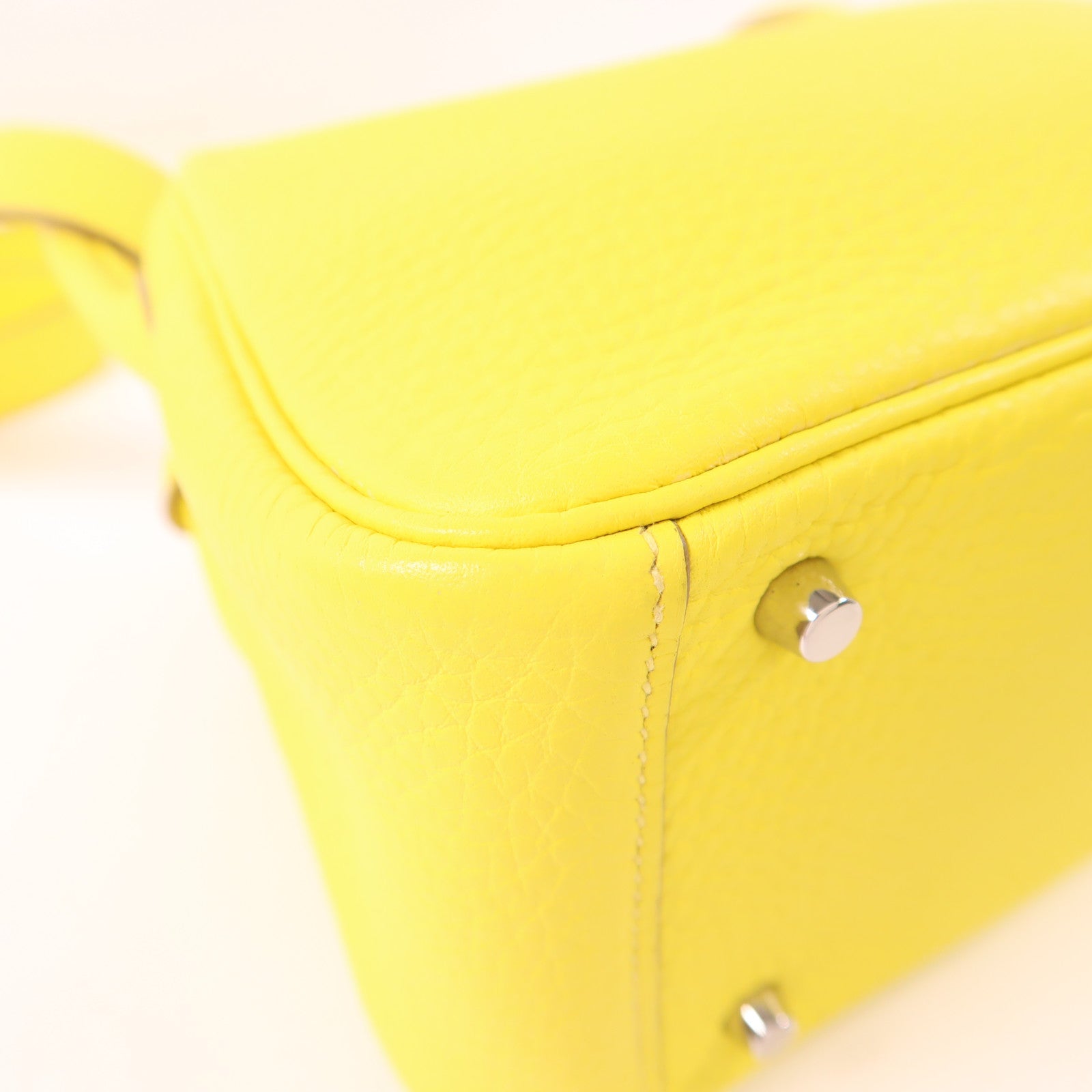 HERMES Clemence皮革Mini Lindy銀扣手挽肩背兩用袋