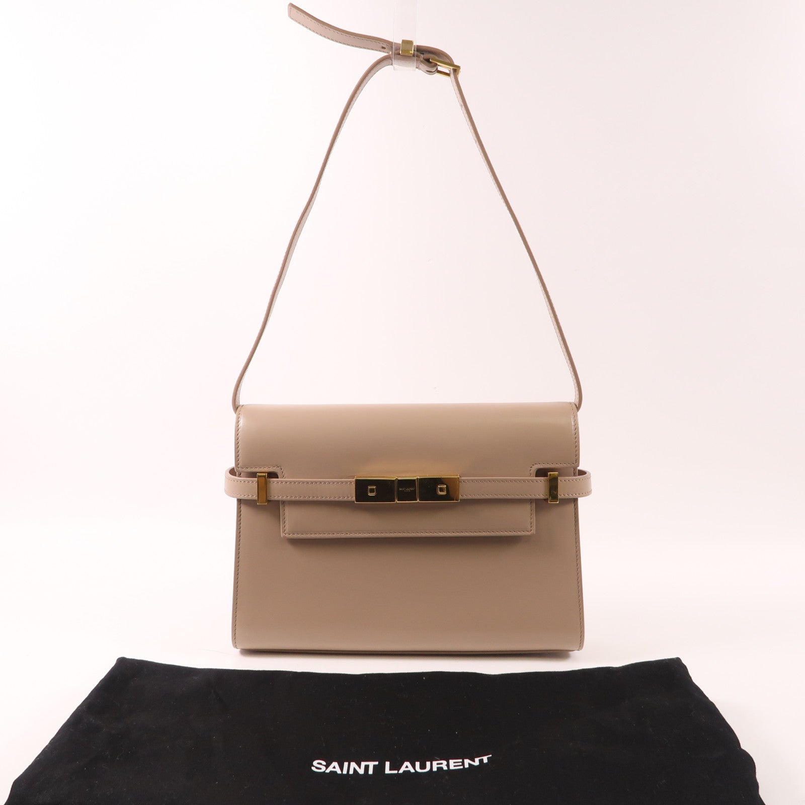 SAINT LAURENT 牛皮皮革Manhattan Bag Small金扣肩背袋