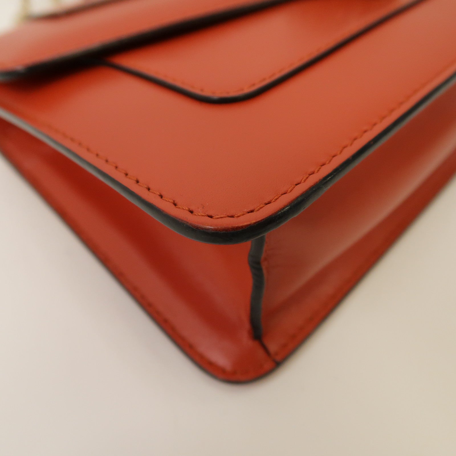 BVLGARI 牛皮皮革Chain Shoulder Bag金扣鏈帶肩背袋橙色