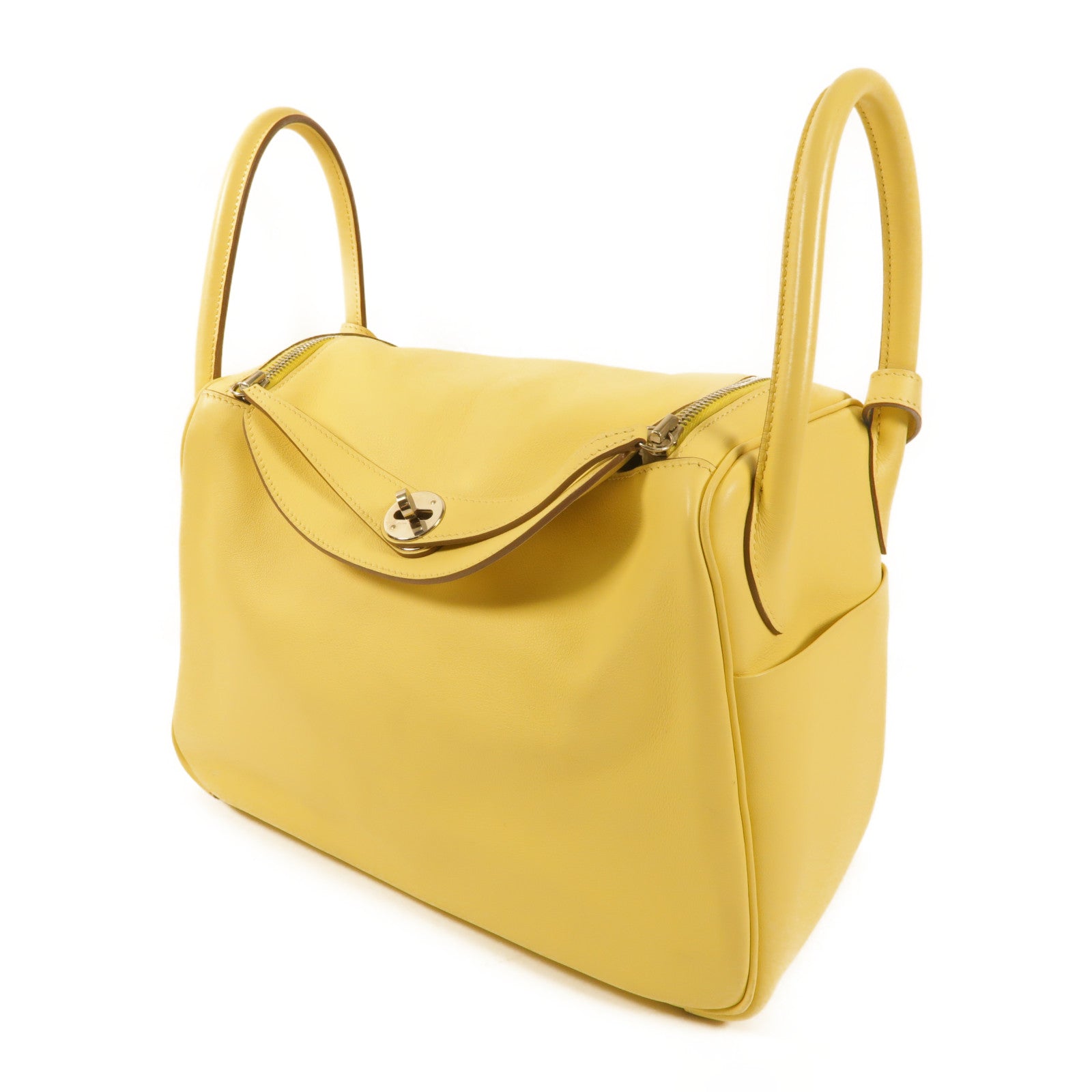 HERMES PHW Lindy 30 2 way Shoulder Bag Swift Leather Jaune Poussin