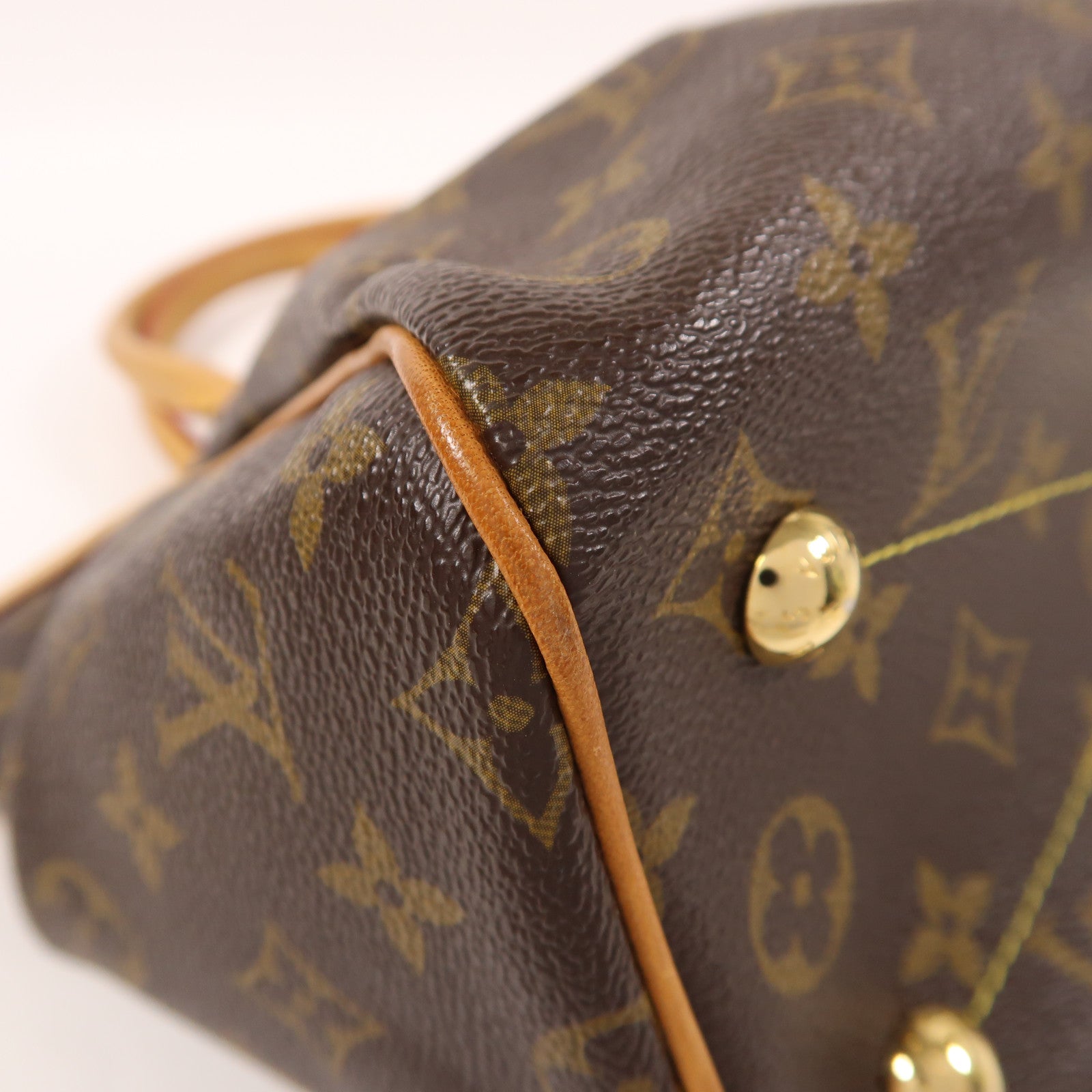 LOUIS VUITTON Monogram Tivoli PM金扣手挽袋棕色