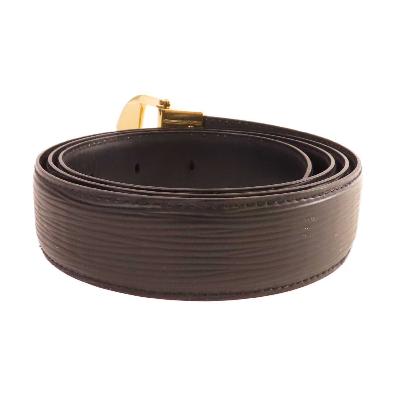 LOUIS VUITTON Epi Belt金扣皮帶黑色