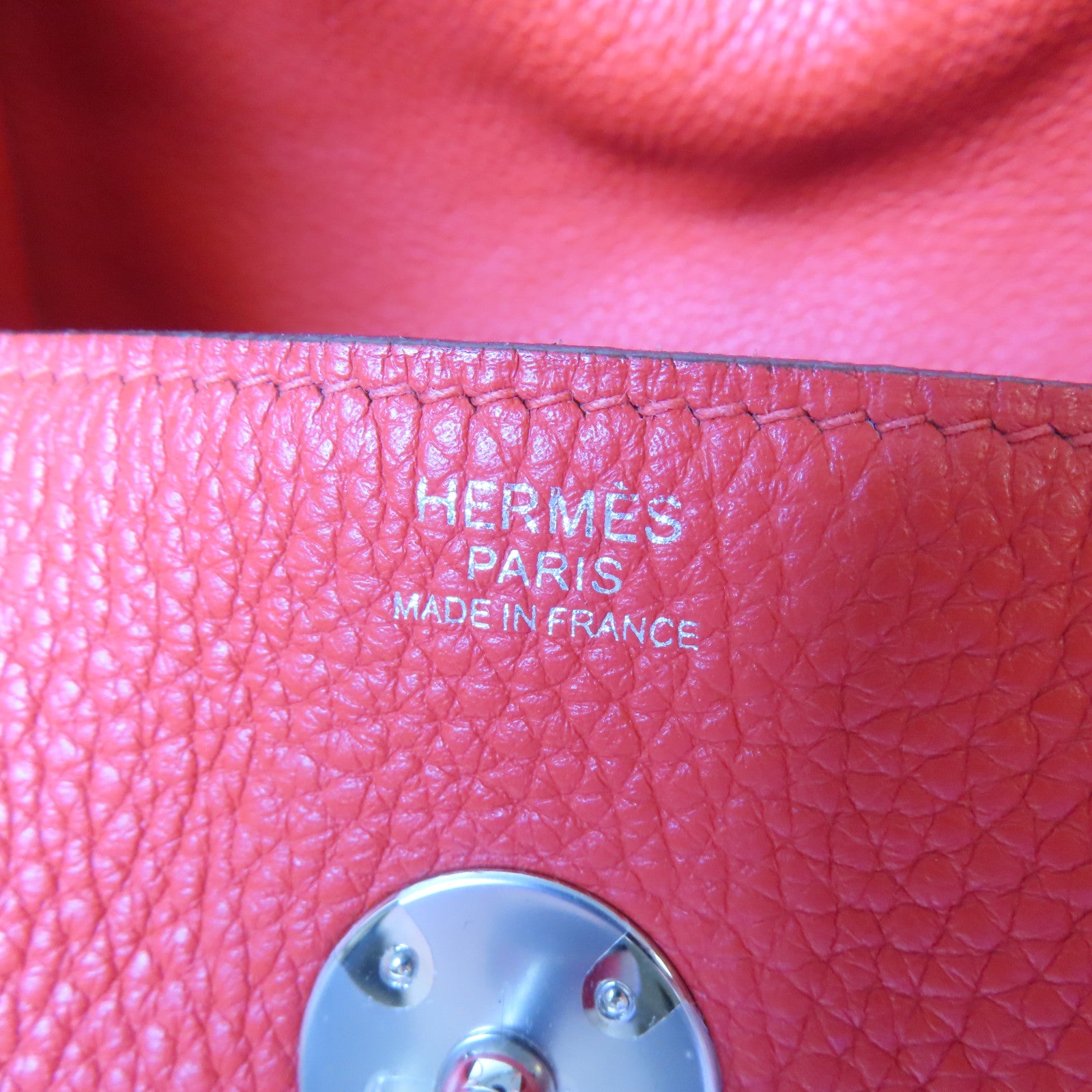 HERMES 【激減優惠】Clemence皮革Lindy 30銀扣肩背袋番茄紅色