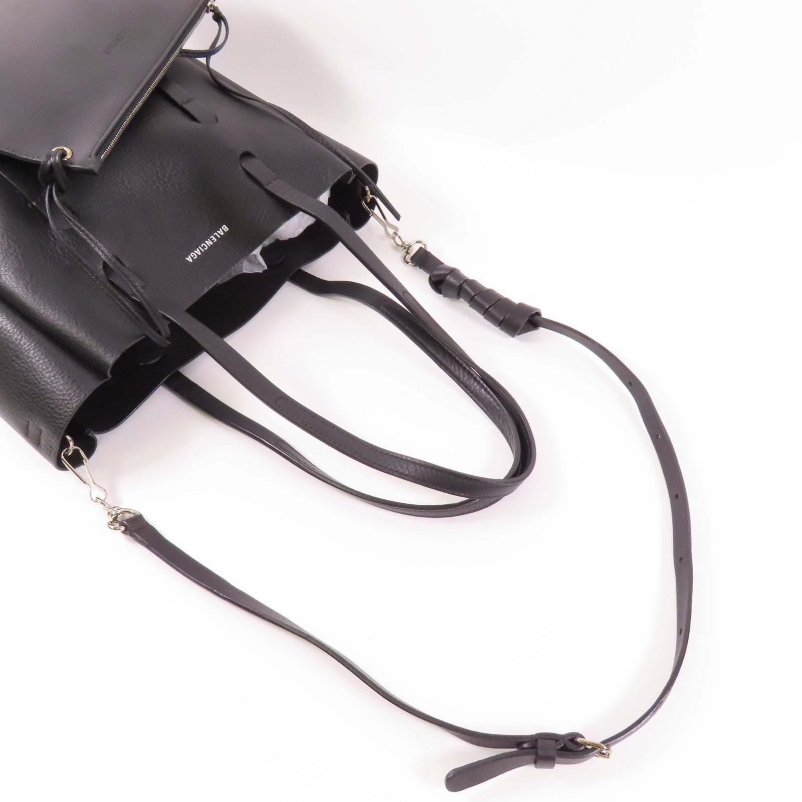 BALENCIAGA 牛皮皮革2 Way Shoulder銀扣手挽肩背兩用袋