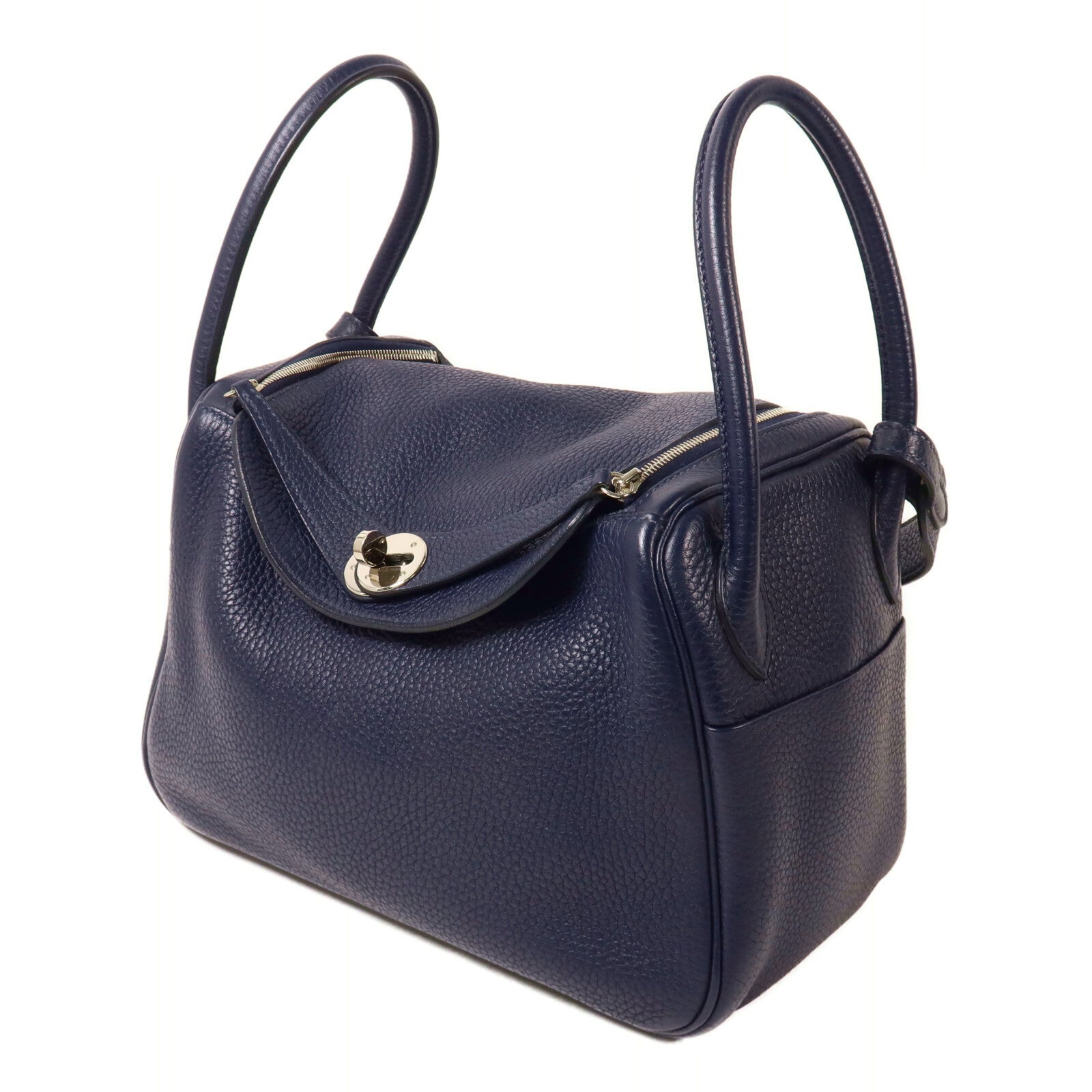 HERMES Clemence皮革Lindy 26手挽肩背兩用袋Bleu Nuit