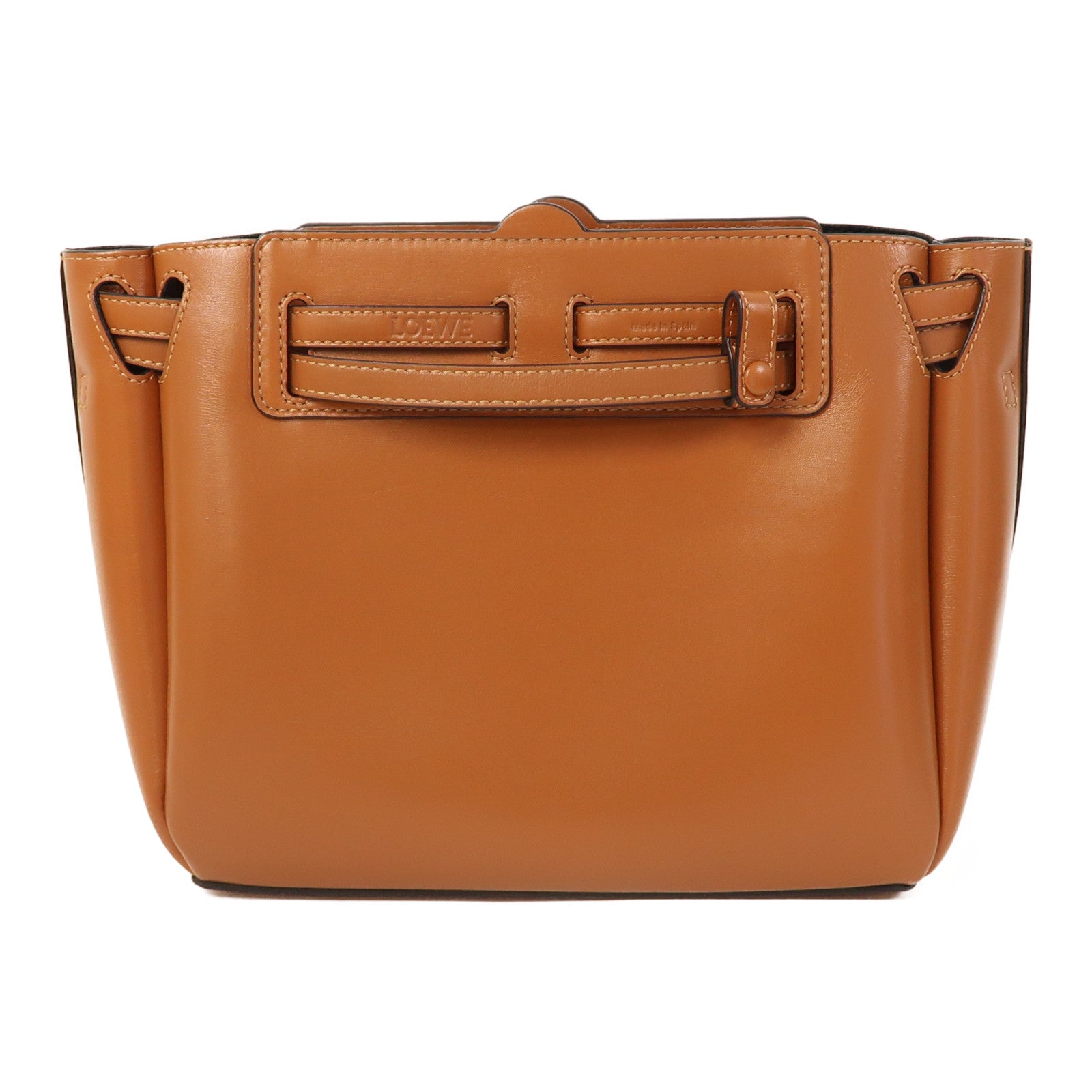LOEWE 【激減優惠】牛皮皮革Mini Lazo金扣手挽肩背兩用袋啡色