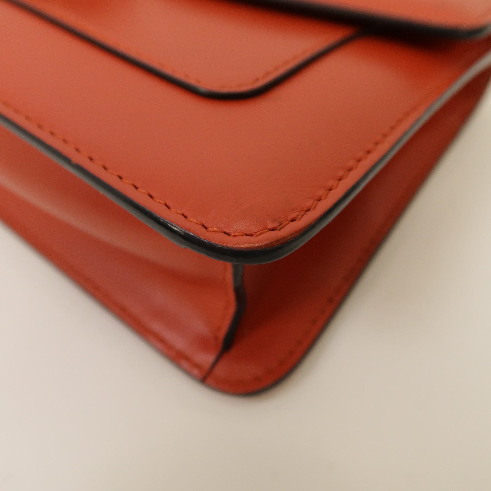 BVLGARI 牛皮皮革Chain Shoulder Bag金扣鏈帶肩背袋橙色