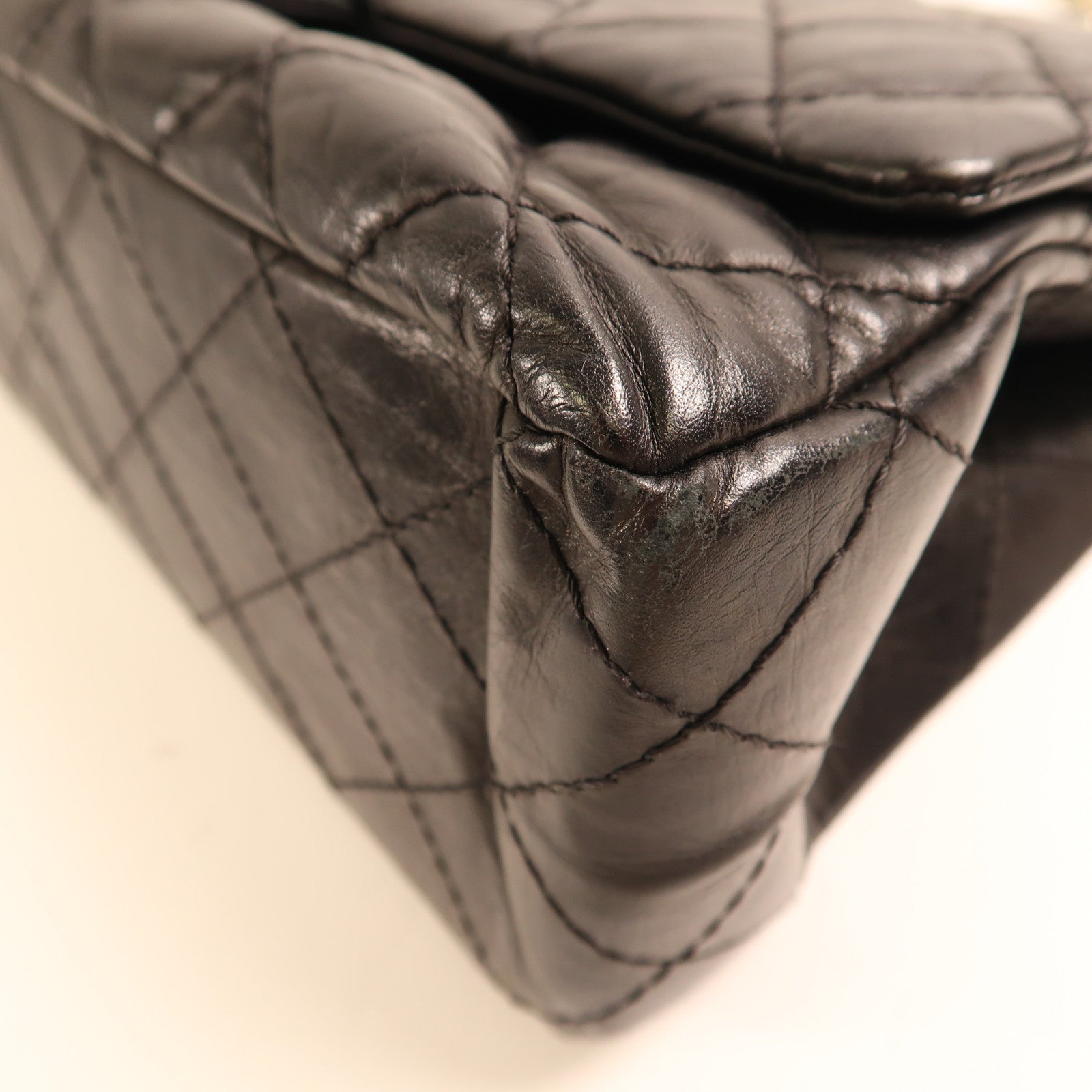 CHANEL 牛皮皮革2.55金扣鏈帶肩背袋黑色