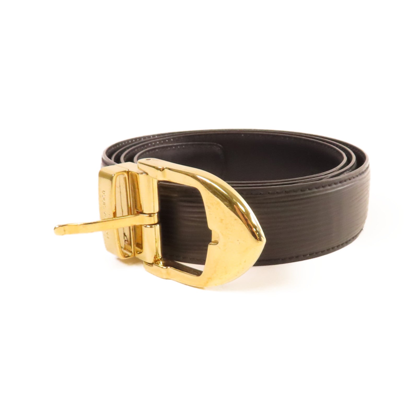 LOUIS VUITTON Epi Belt金扣皮帶黑色