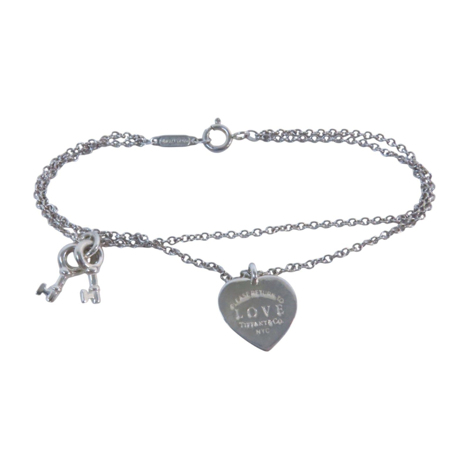 TIFFANY＆CO 925純銀Return to Tiffany Love Heart Tag Key銀扣項鏈