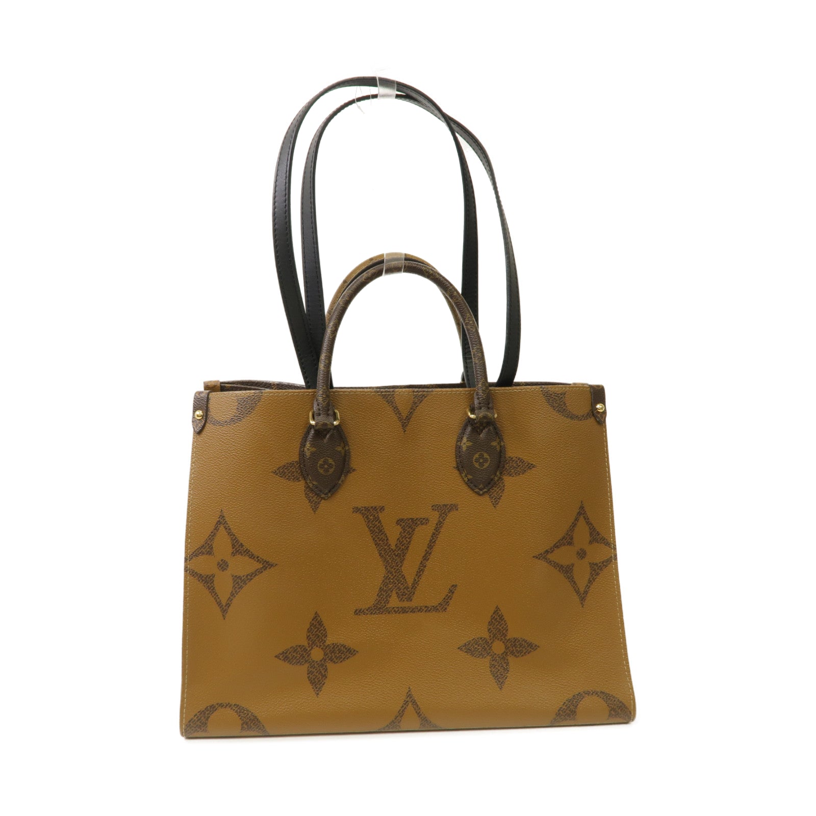 LOUIS VUITTON Monogram Giant On The Go MM金扣手挽肩背兩用袋啡色