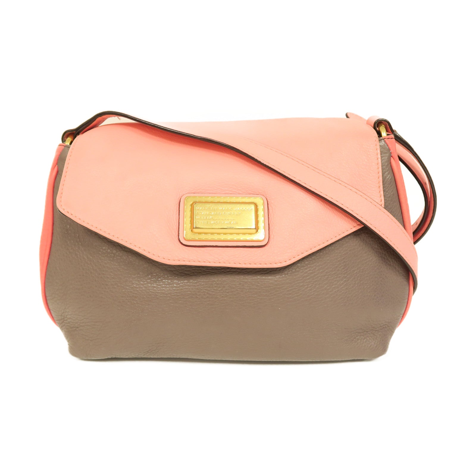 MARC JACOBS 【激減優惠】牛皮皮革Shoulder Bag金扣肩背袋粉紅色/啡色