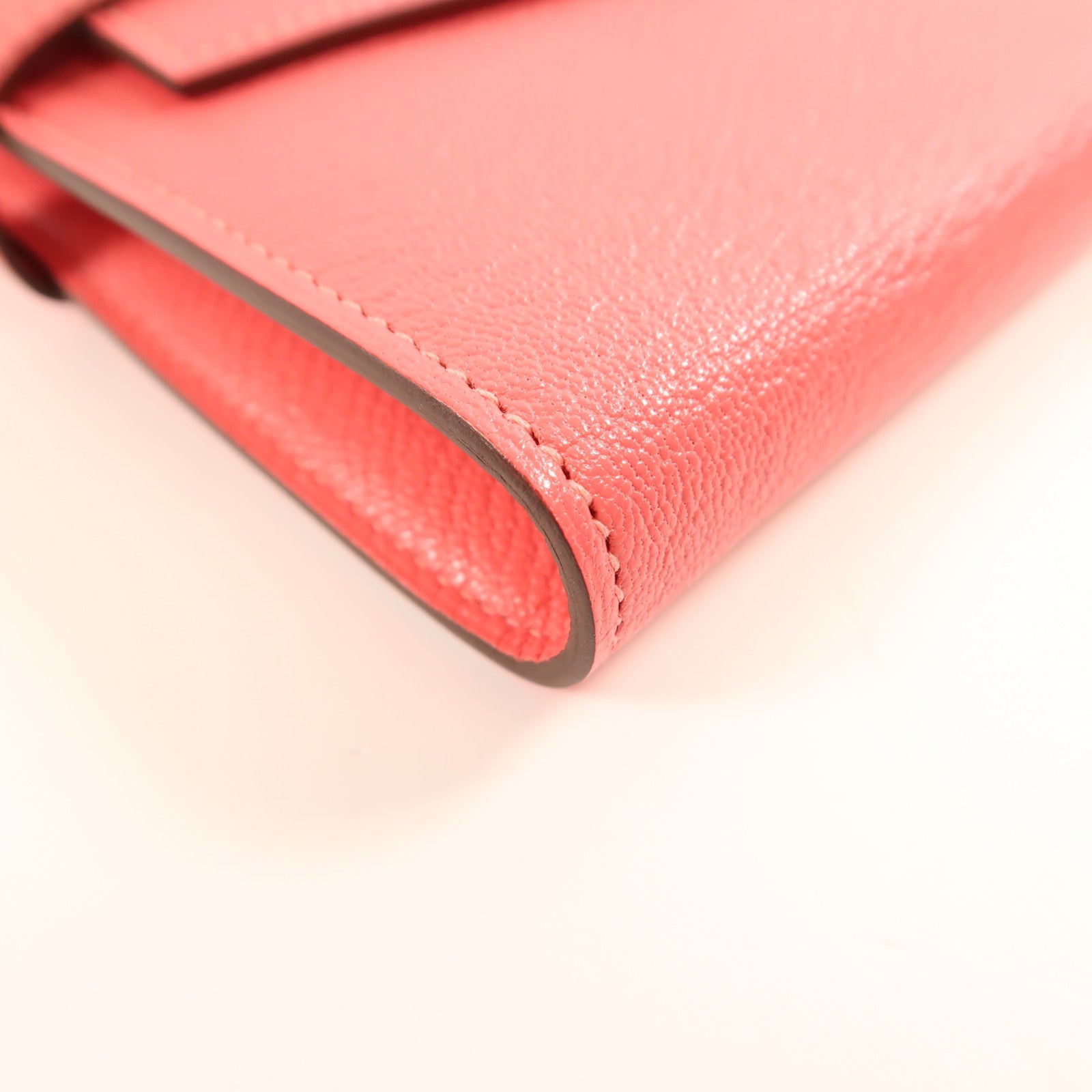 HERMES Chevre Mysore皮革Kelly Wallet銀扣長錢包Rose Azalee