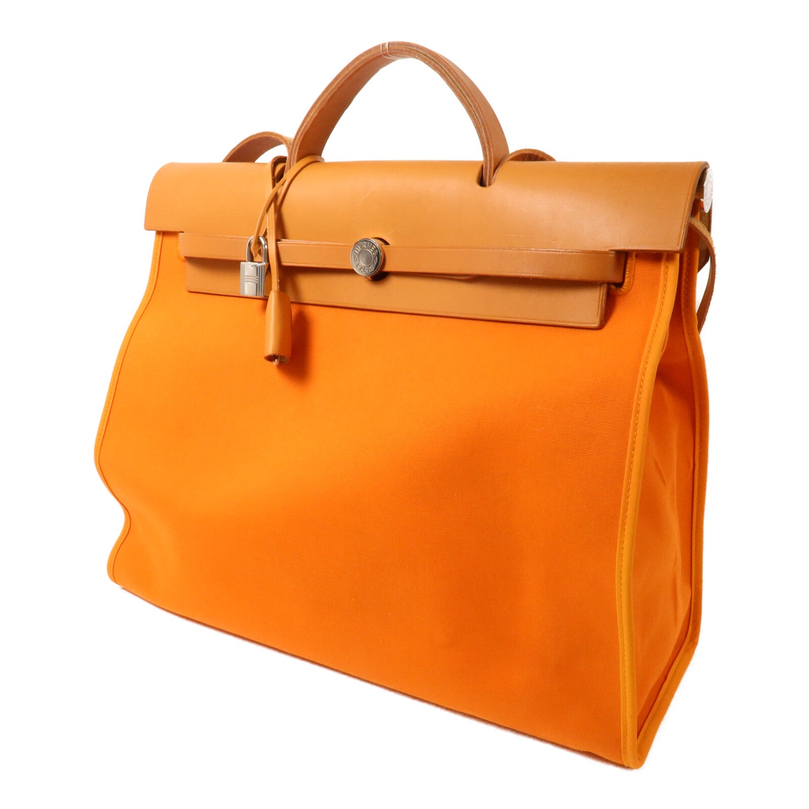 HERMES 帆布Herbag MM手挽肩背兩用袋Orange