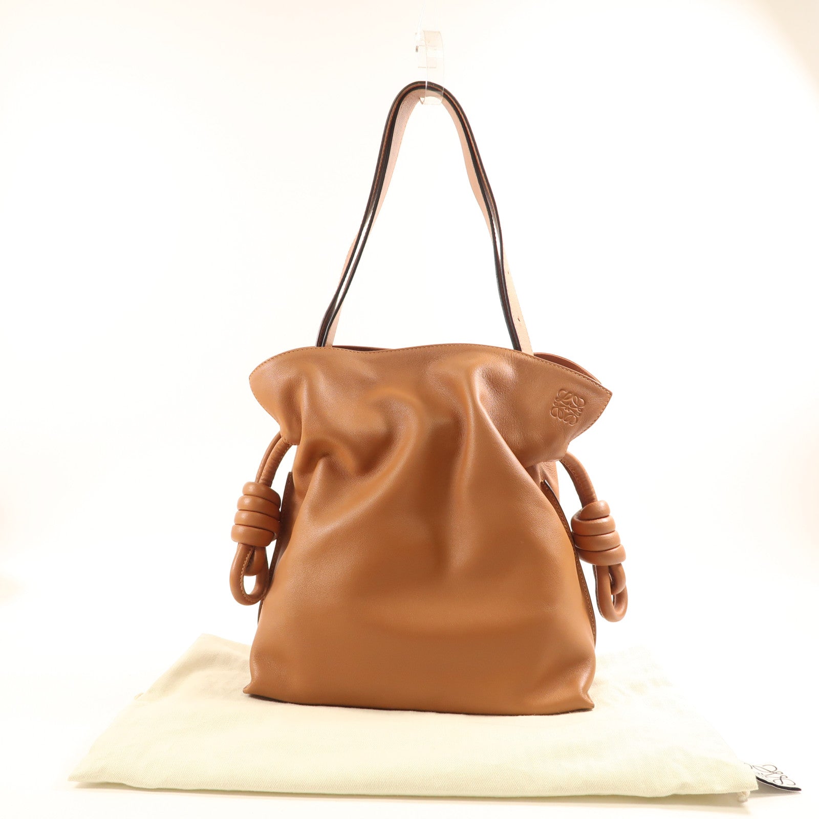 LOEWE 皮革Flamenco Clutch銀扣肩背袋
