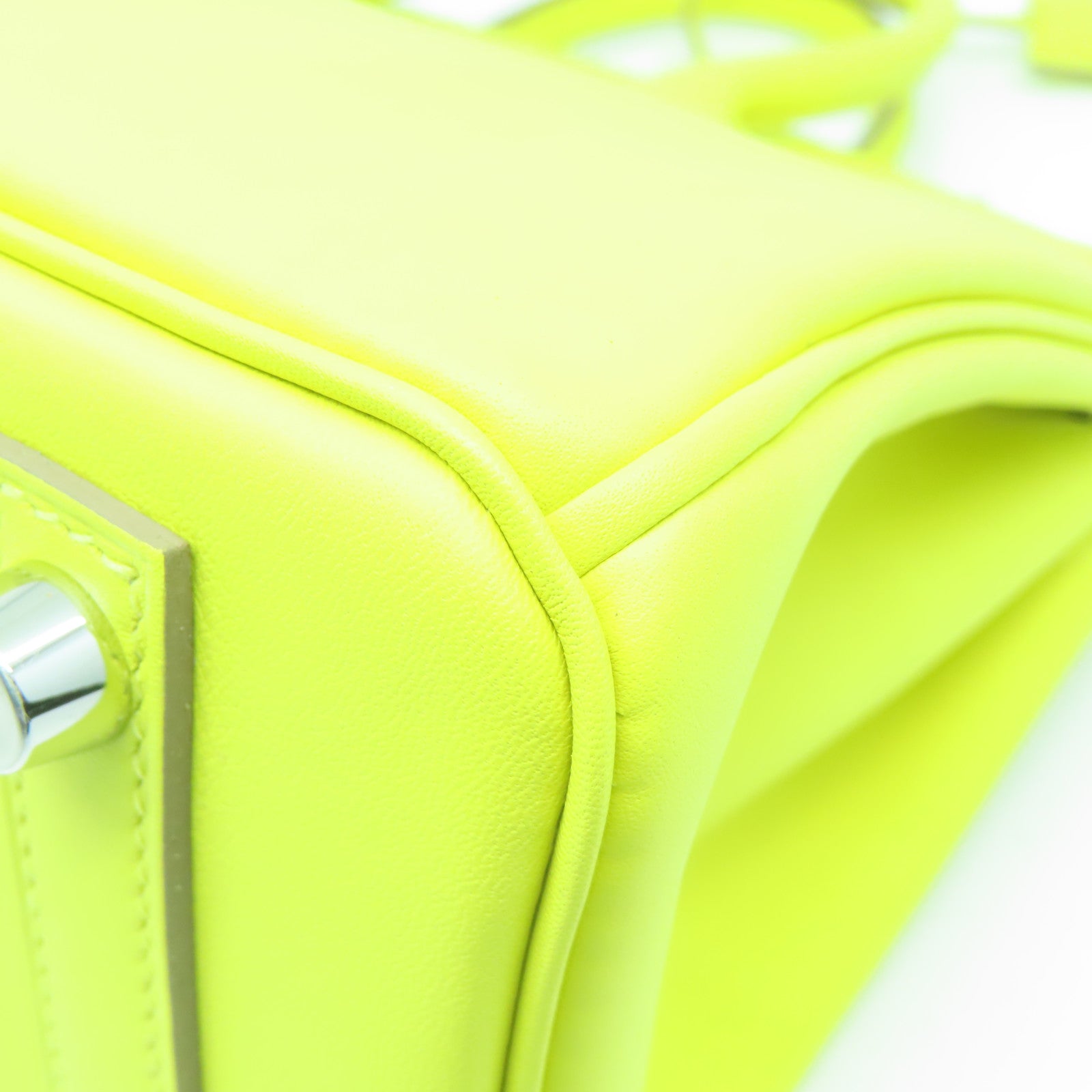 HERMES 【清倉大減價】Swift皮革Birkin 25銀扣手挽袋Lime黃色