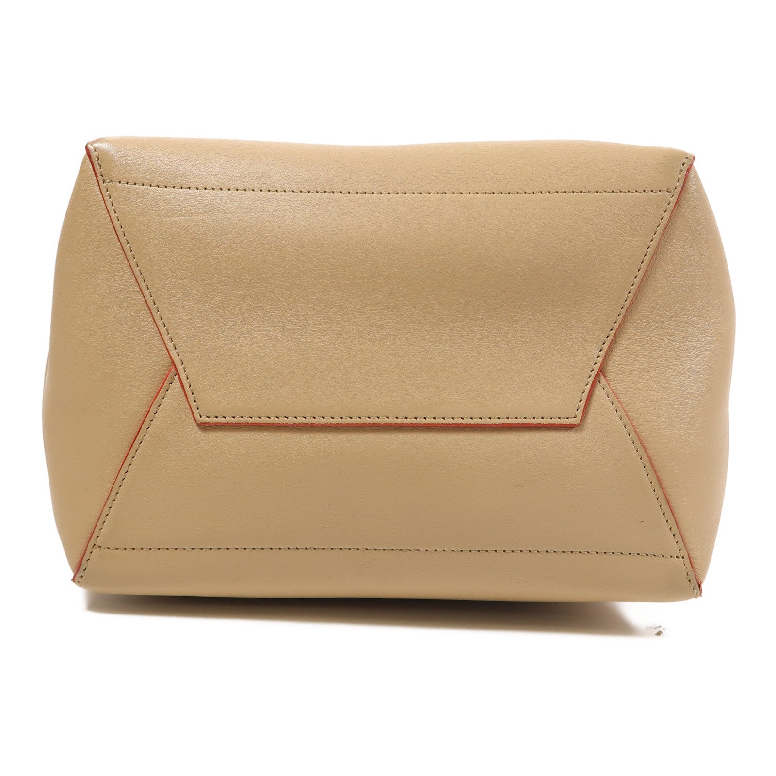 CELINE 牛皮皮革Bucket Bag金扣肩背袋米色