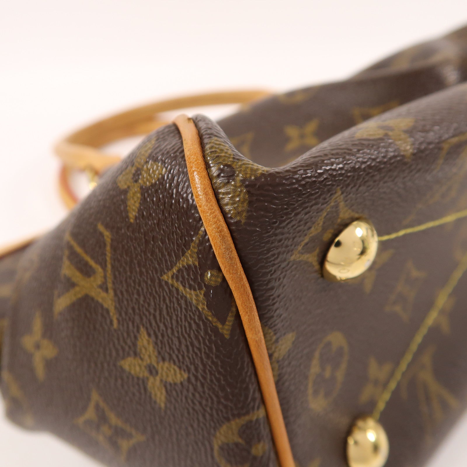 LOUIS VUITTON Monogram Tivoli PM金扣手挽袋棕色