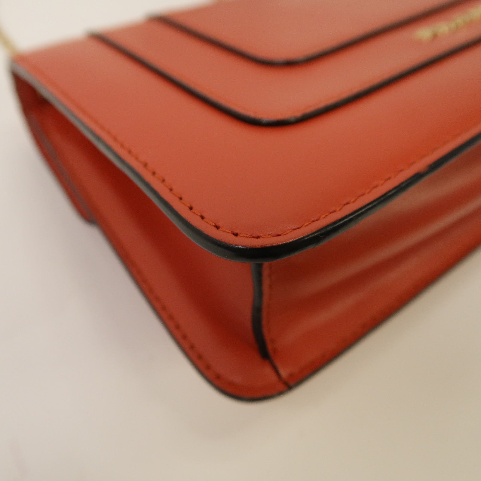 BVLGARI 牛皮皮革Chain Shoulder Bag金扣鏈帶肩背袋橙色