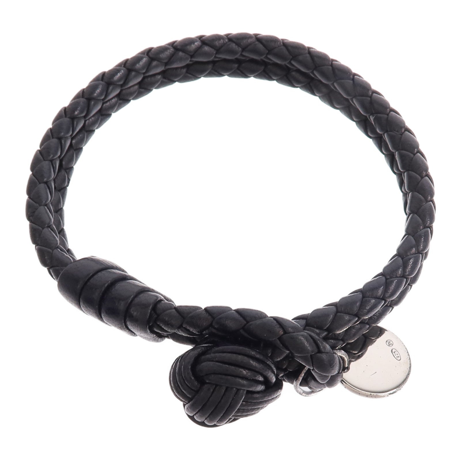 BOTTEGA VENETA 織紋皮革/925純銀Knot Bracelet手帶