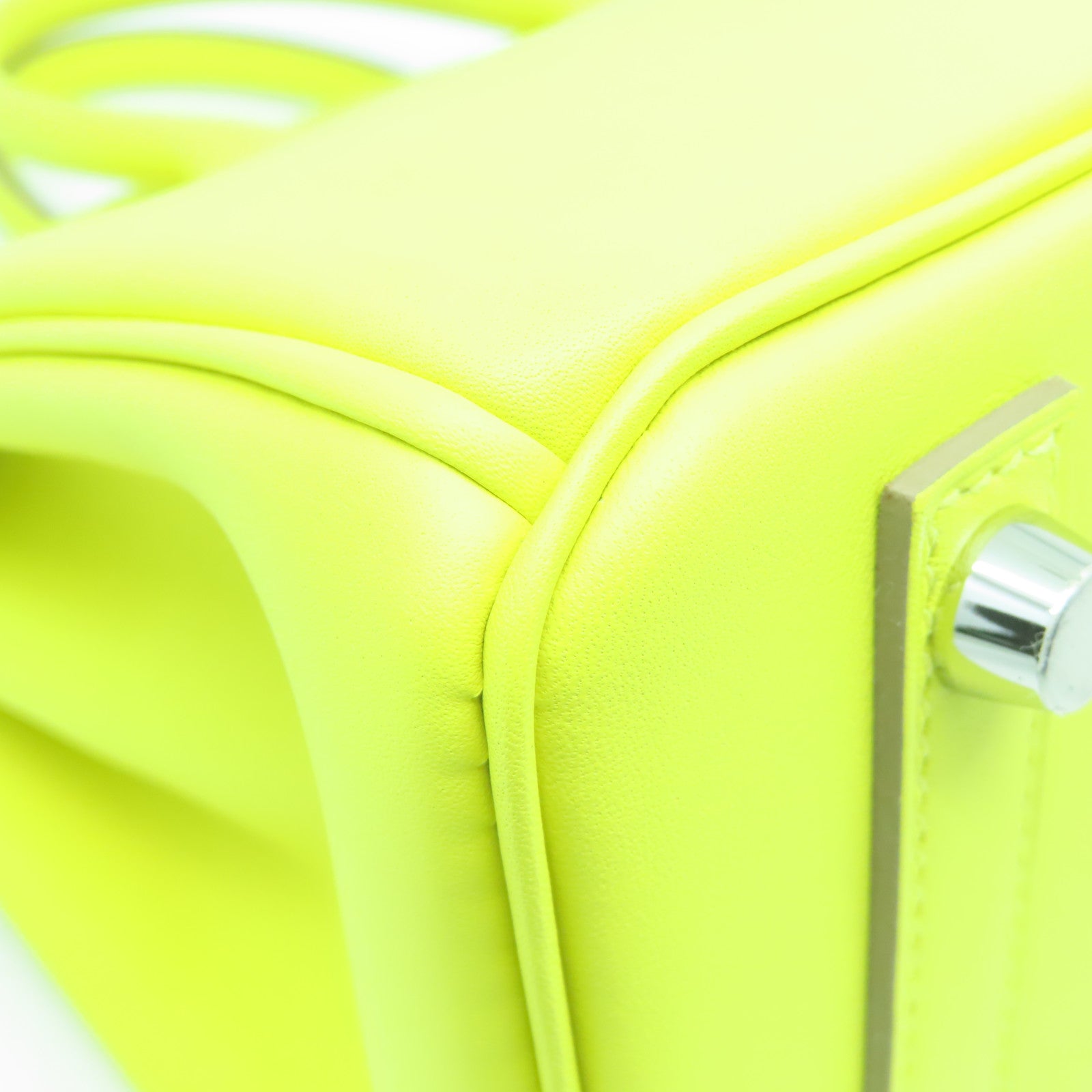 HERMES 【清倉大減價】Swift皮革Birkin 25銀扣手挽袋Lime黃色