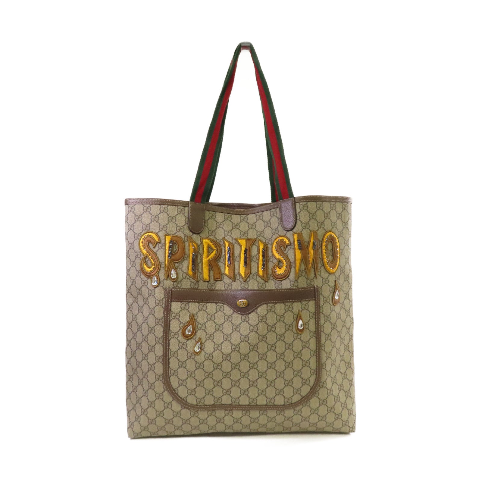 GUCCI 【激減優惠】塗層帆布Spiritismo Tote Bag肩背袋啡色