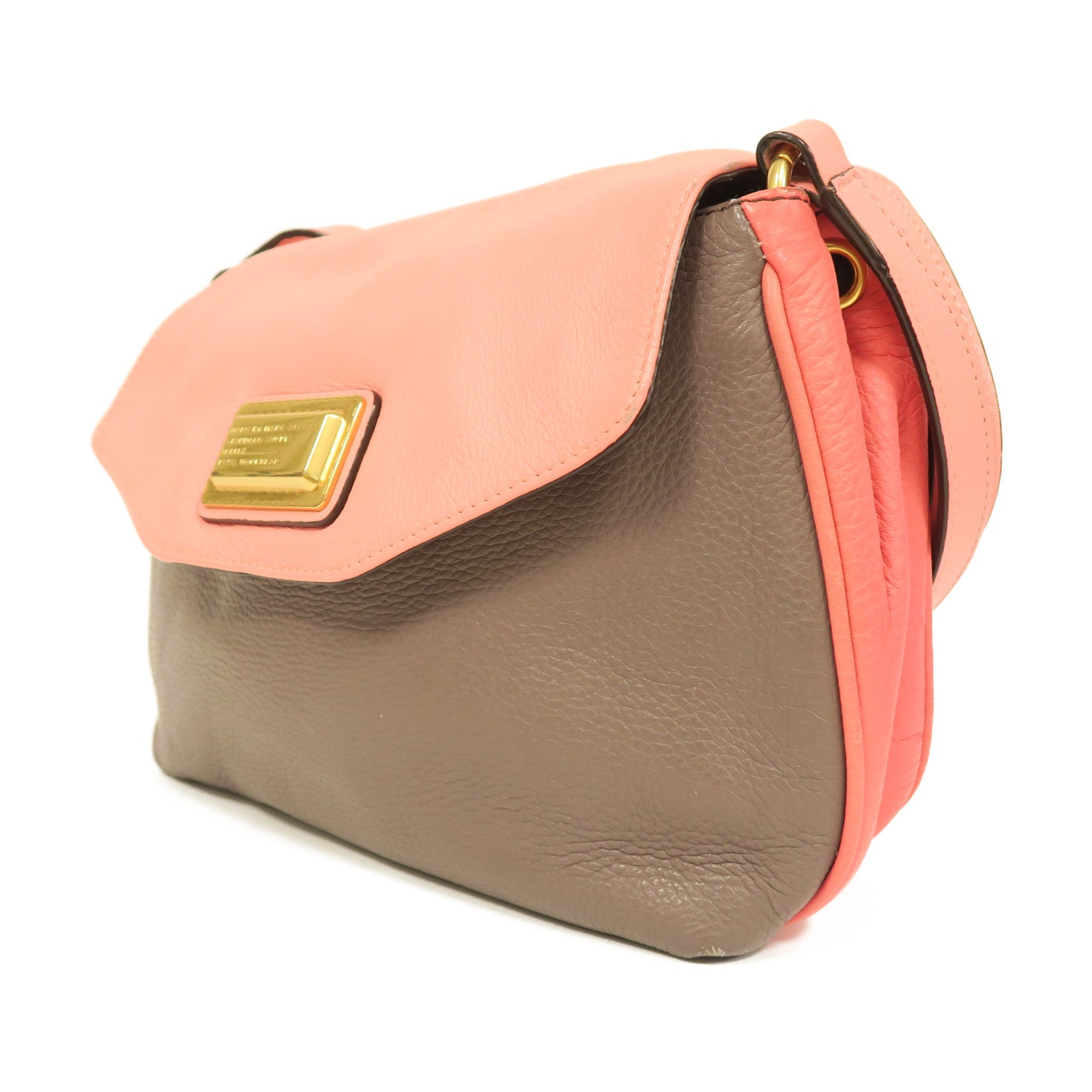 MARC JACOBS 【激減優惠】牛皮皮革Shoulder Bag金扣肩背袋粉紅色/啡色