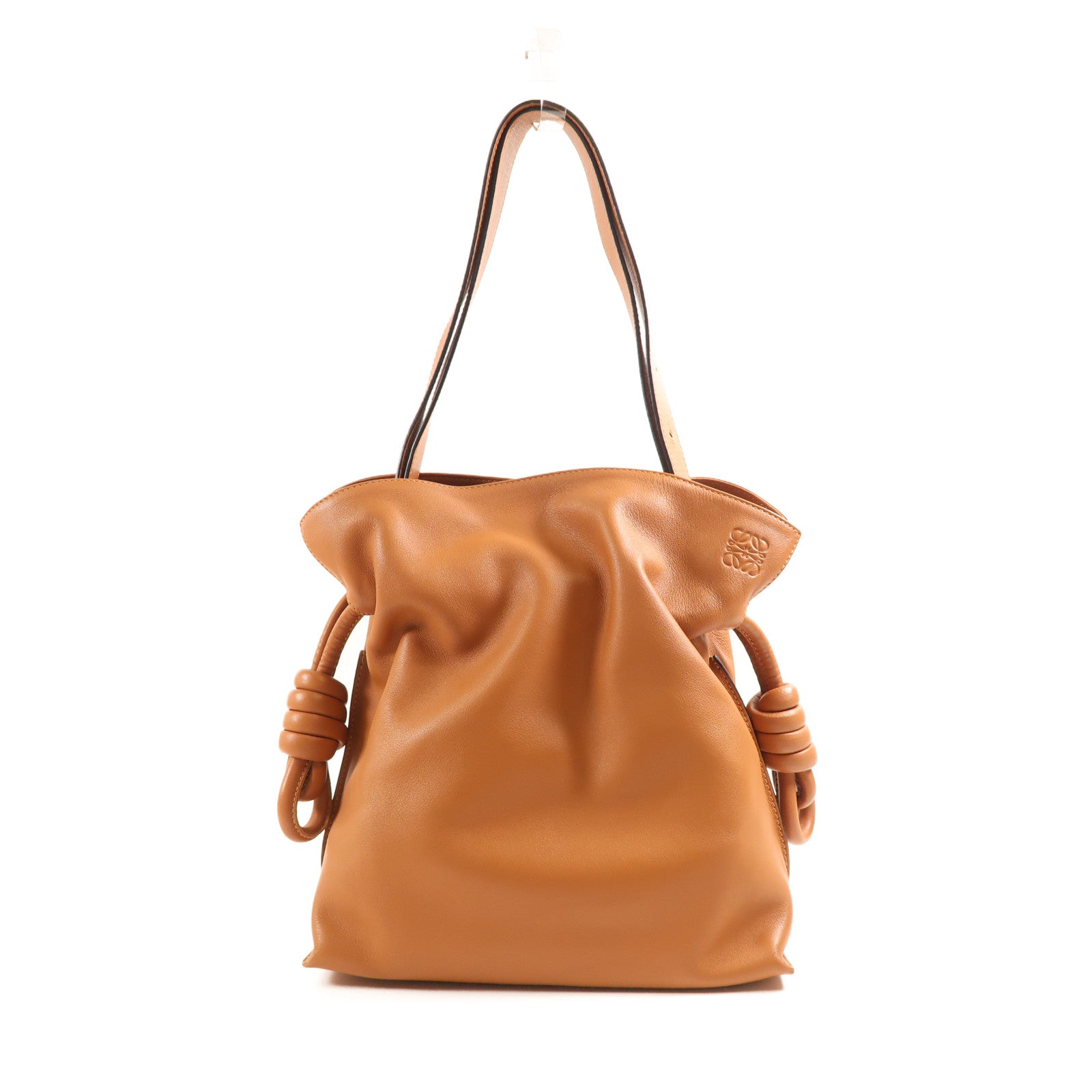 LOEWE 皮革Flamenco Clutch銀扣肩背袋