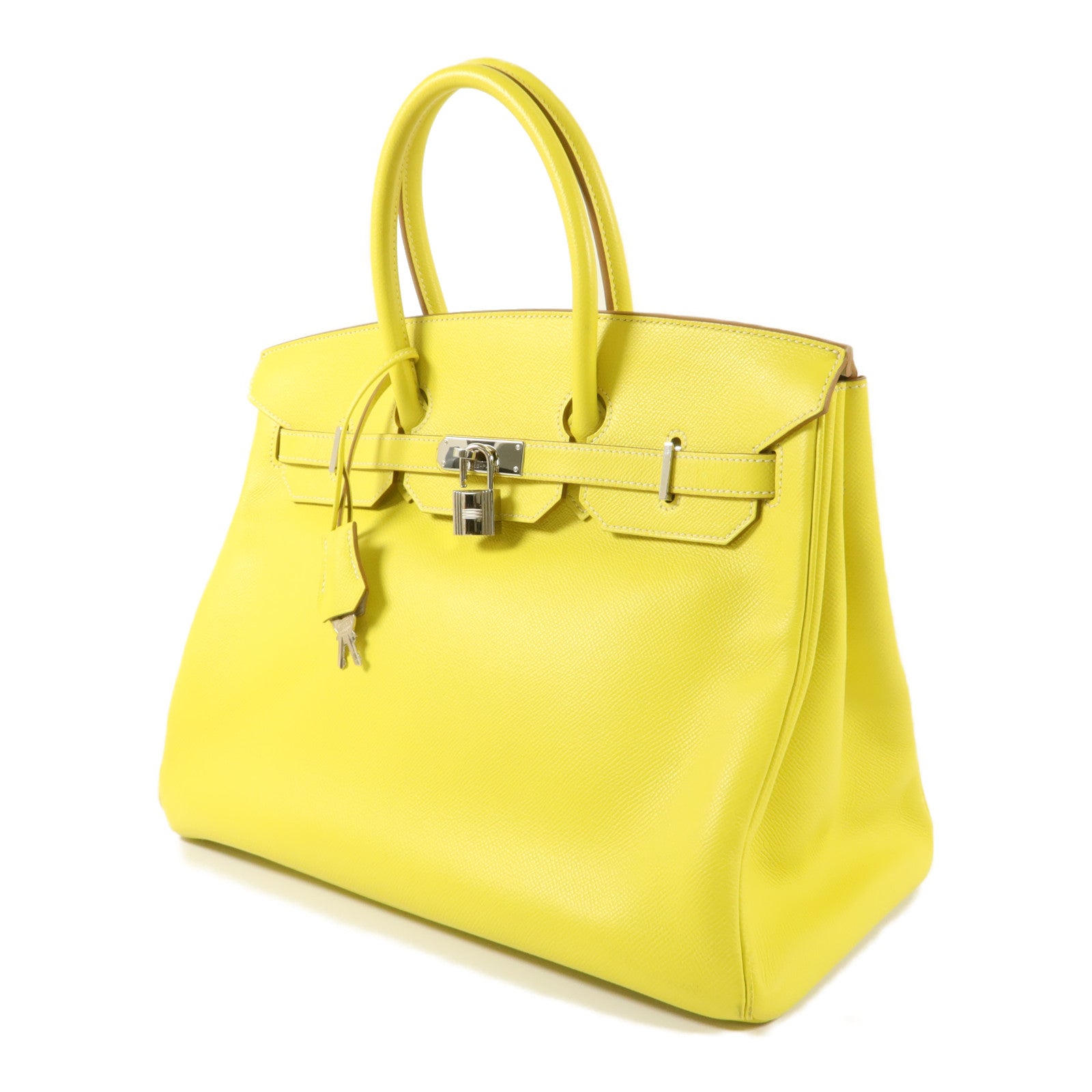 HERMES Epsom皮革Birkin 35手挽袋Lime/Gris Perle