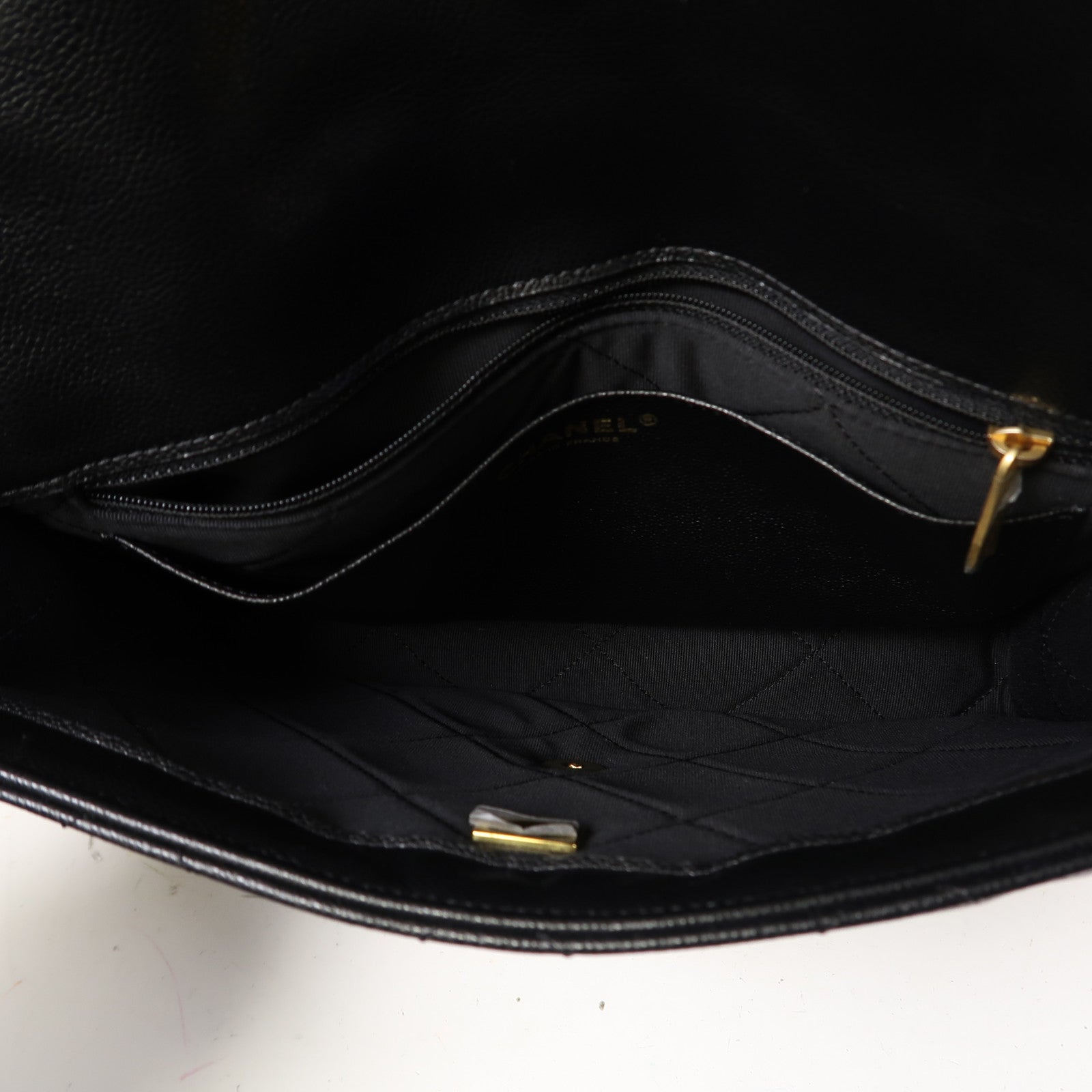 CHANEL 菱格牛皮皮革Shoulder Bag金扣鏈帶肩背袋黑色