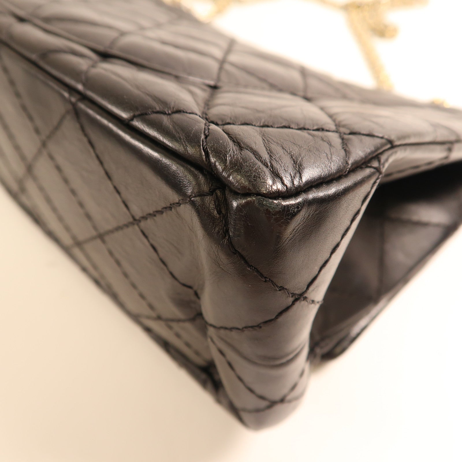 CHANEL 牛皮皮革2.55金扣鏈帶肩背袋黑色