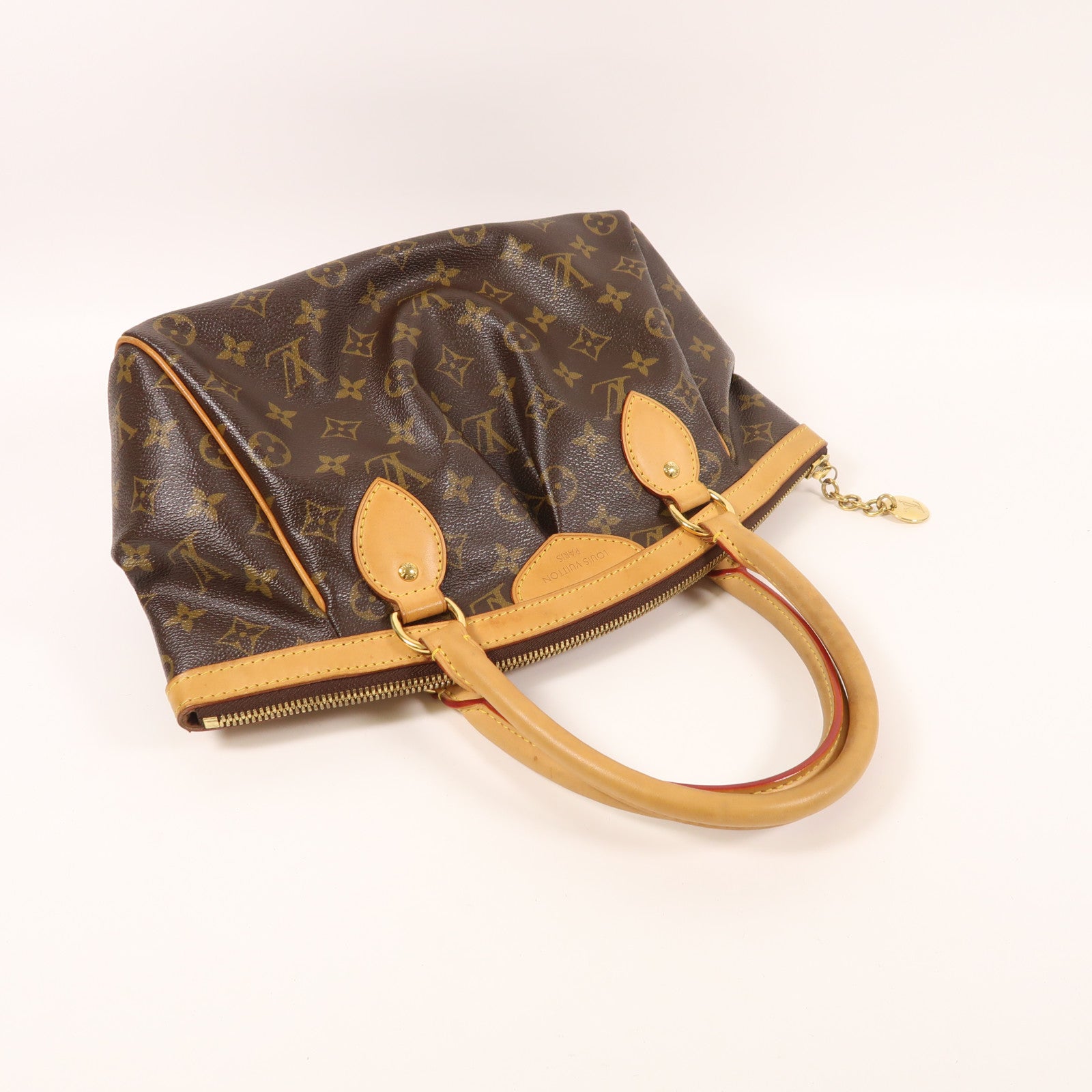 LOUIS VUITTON Monogram Tivoli PM金扣手挽袋棕色