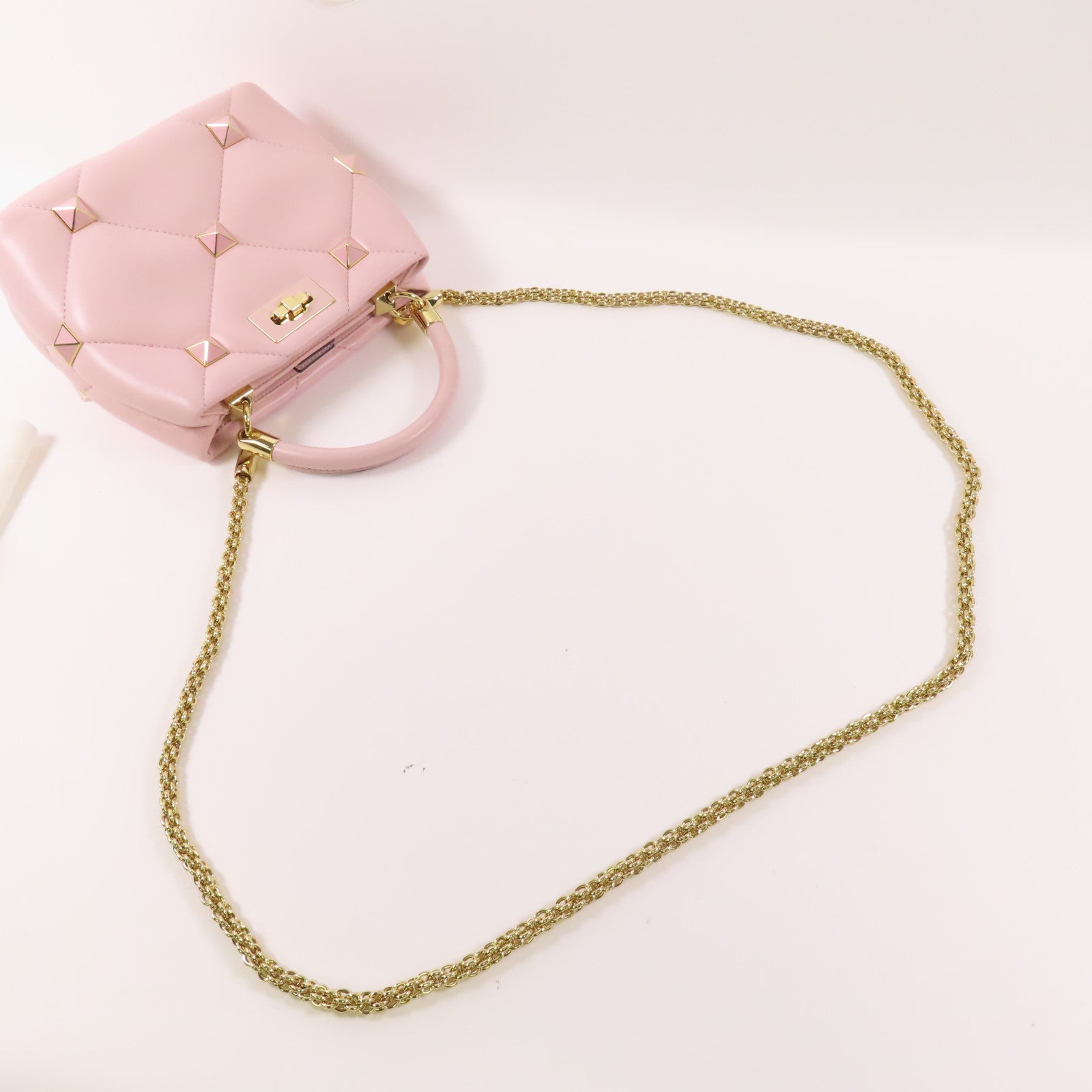Valentino 牛皮皮革Roman Stud 2 Way Bag金扣鏈帶手挽肩背兩用袋