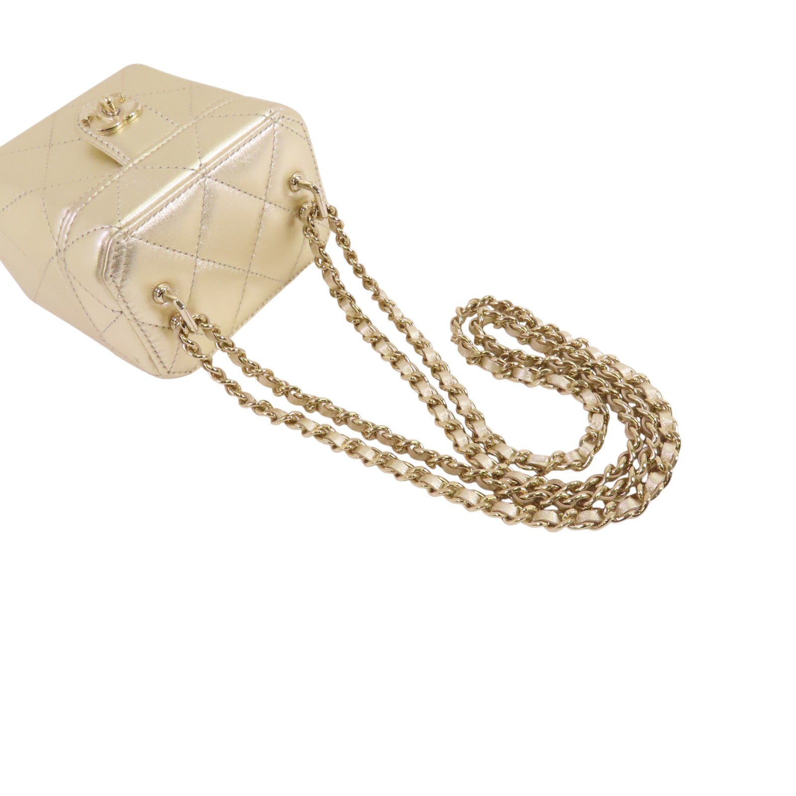 CHANEL 牛皮皮革Vanity Case金扣鏈帶肩背袋