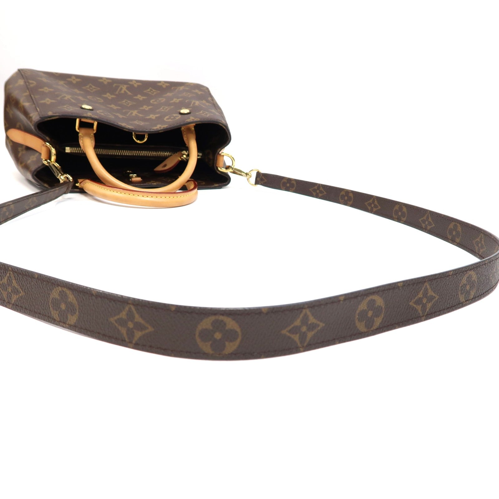 LOUIS VUITTON Monogram Montaigne BB金扣手挽肩背兩用袋啡色