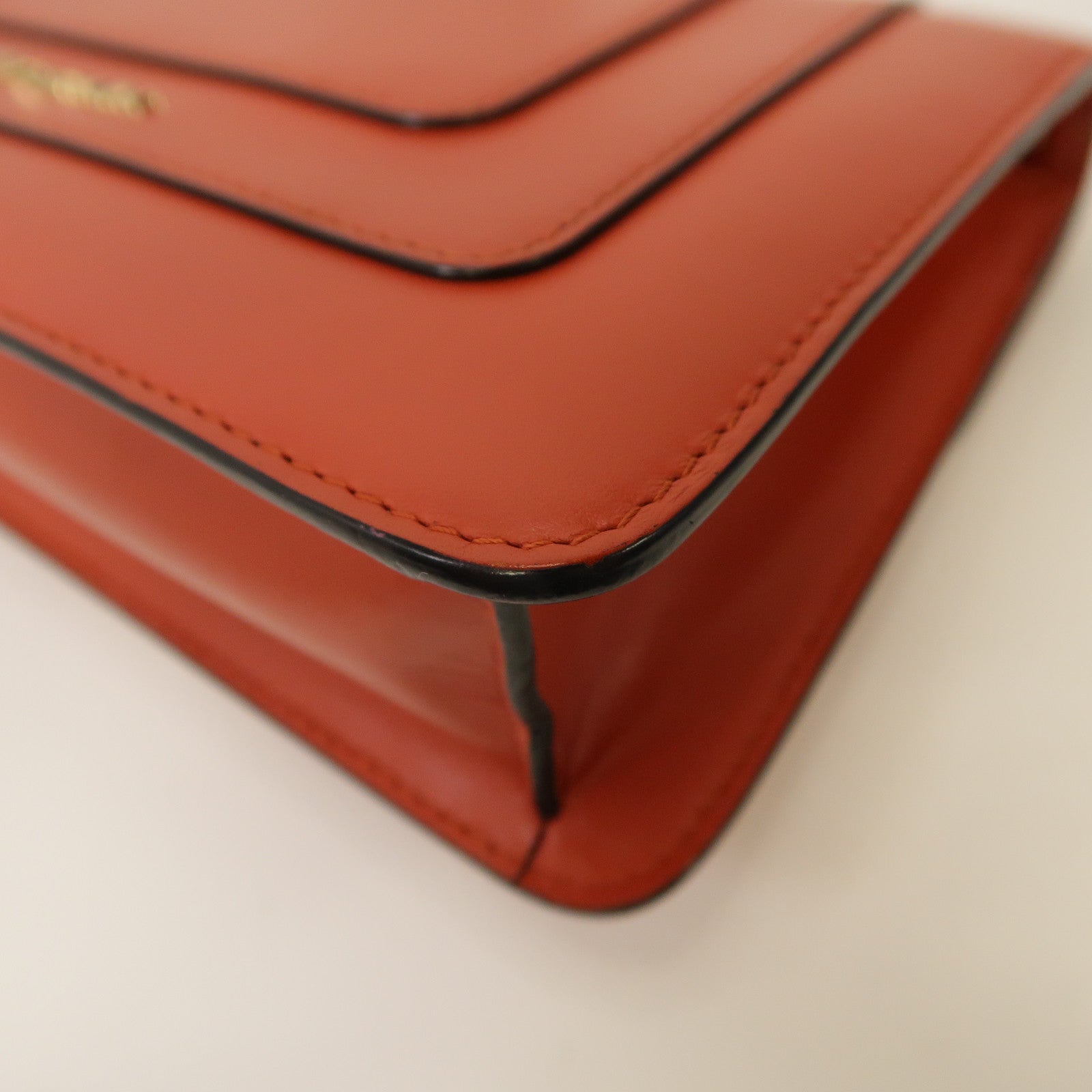 BVLGARI 牛皮皮革Chain Shoulder Bag金扣鏈帶肩背袋橙色