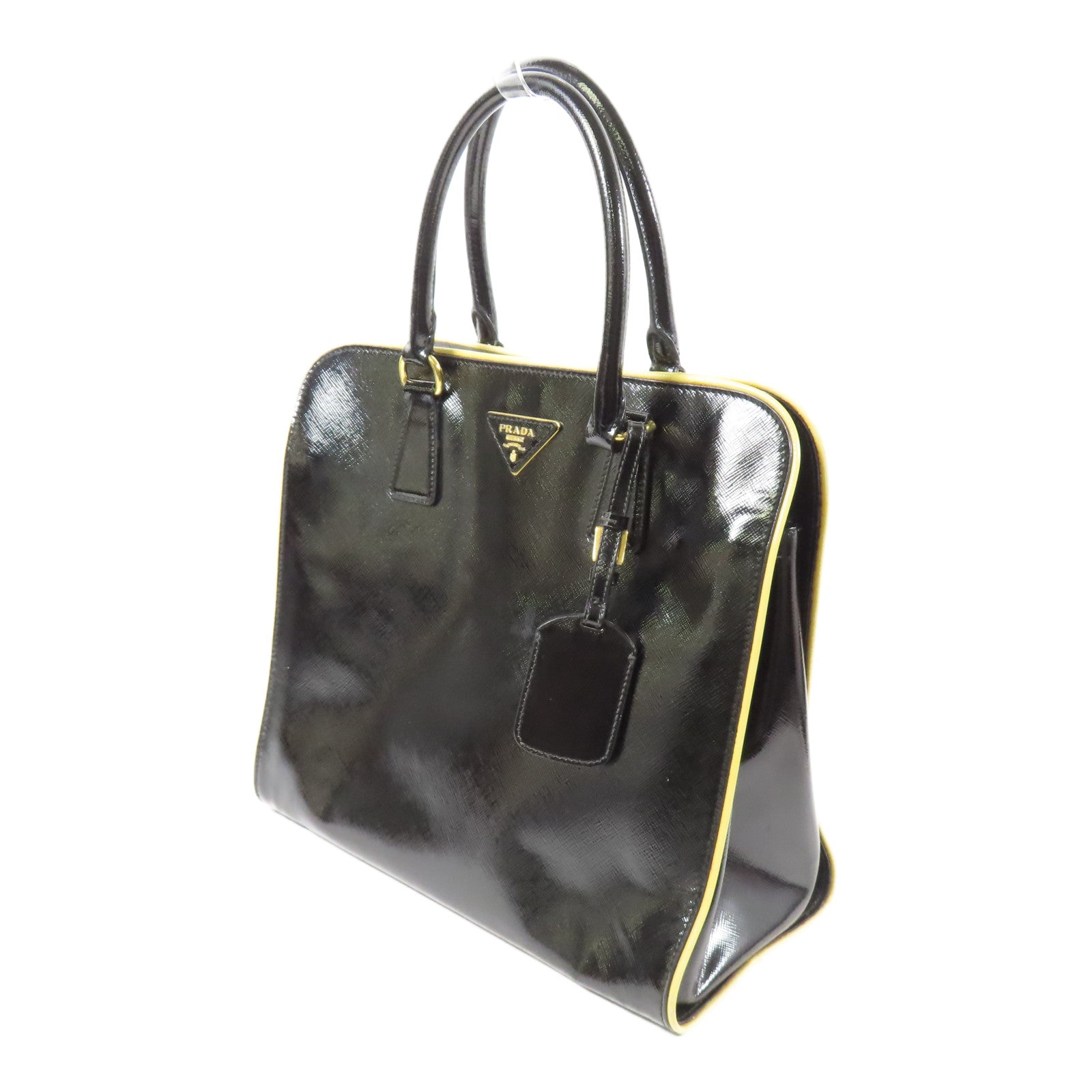 PRADA 漆皮皮革2Way Shoulder金扣手挽肩背兩用袋