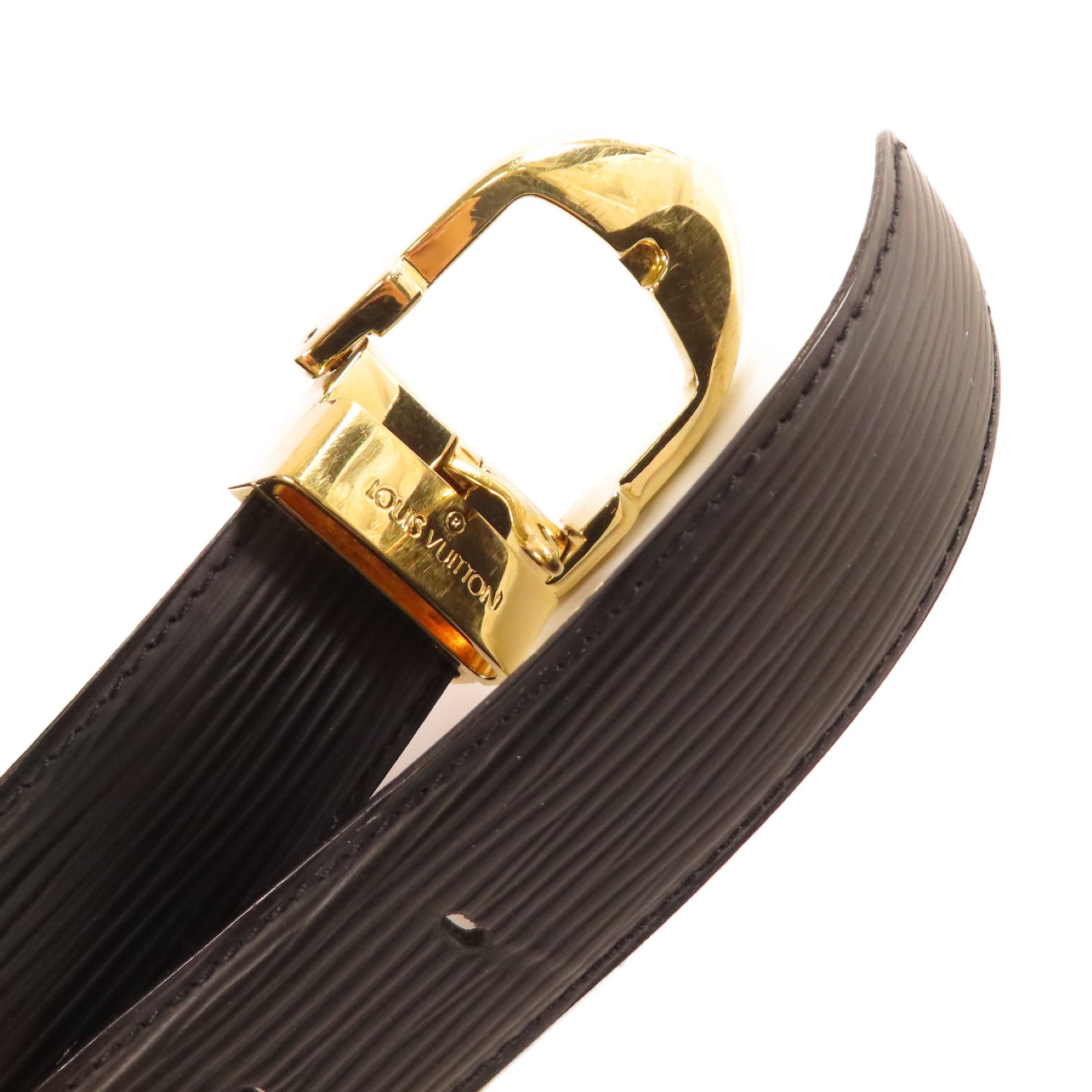 LOUIS VUITTON Epi Belt金扣皮帶黑色