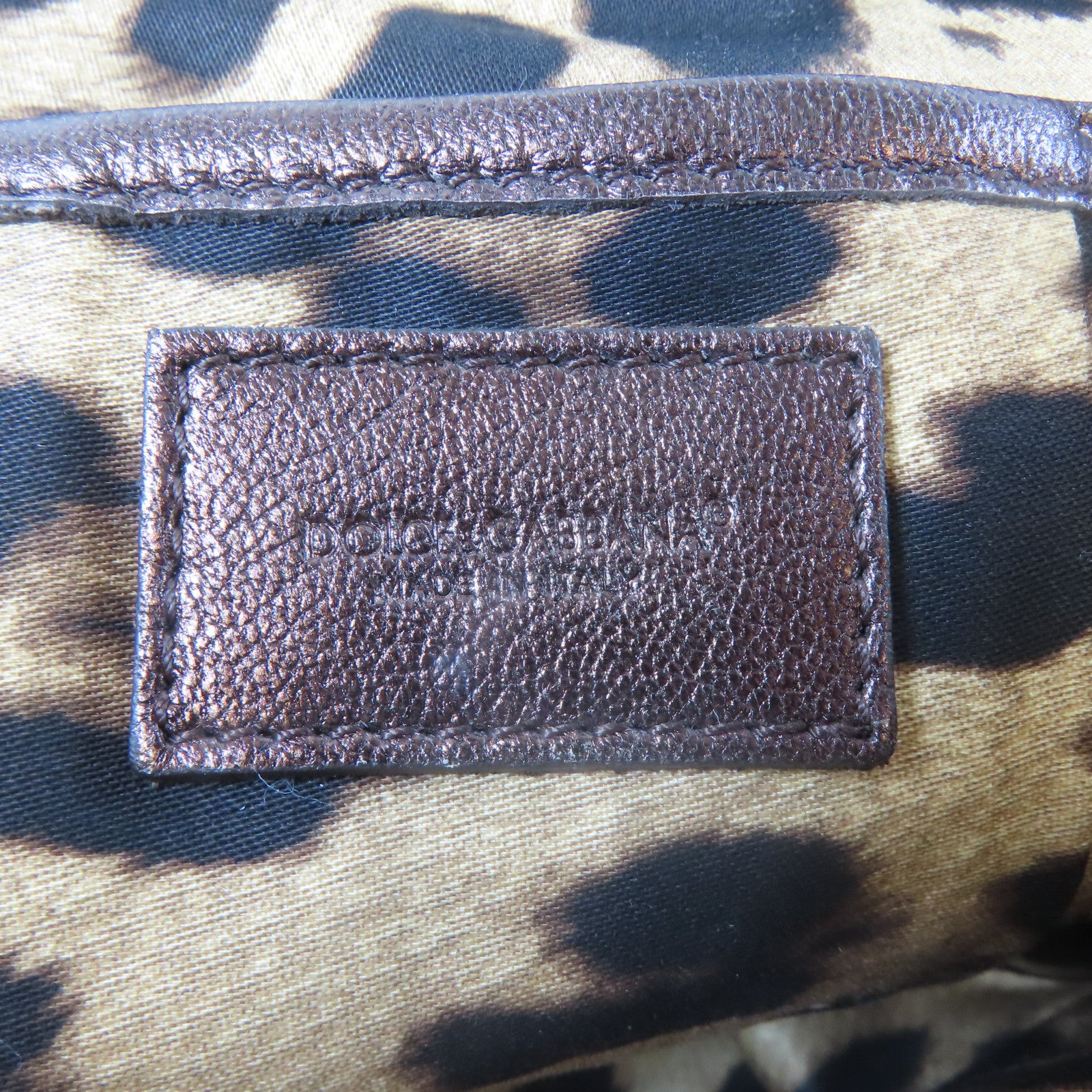 D&G 【激減優惠】牛皮皮革Tote Bag金扣手挽袋啡色
