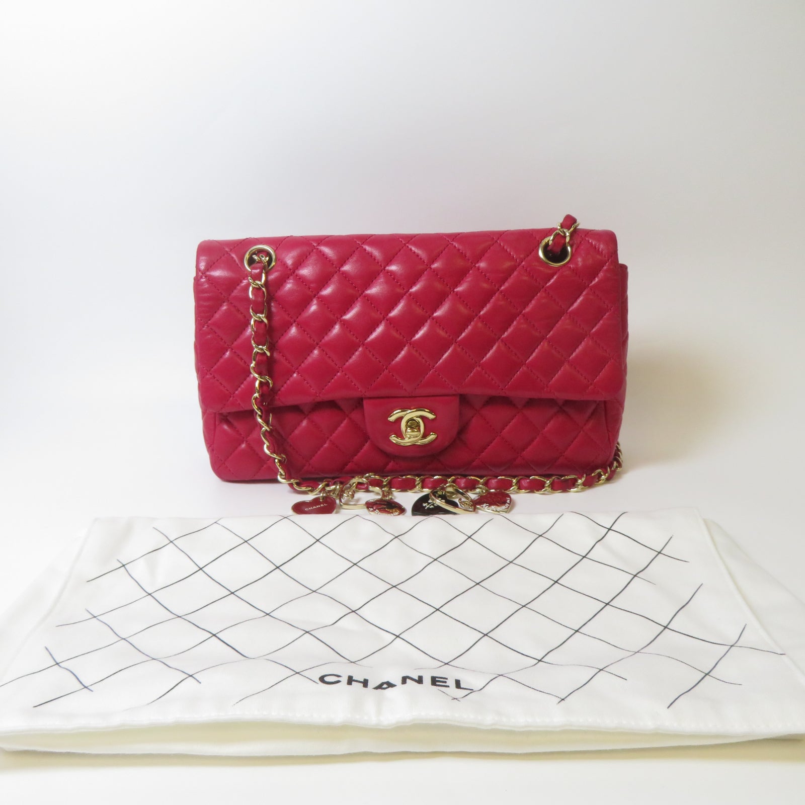 CHANEL 【激減優惠】菱格羊皮皮革Valentine Chain Shoulder Bag金扣鏈帶肩背袋粉紅色