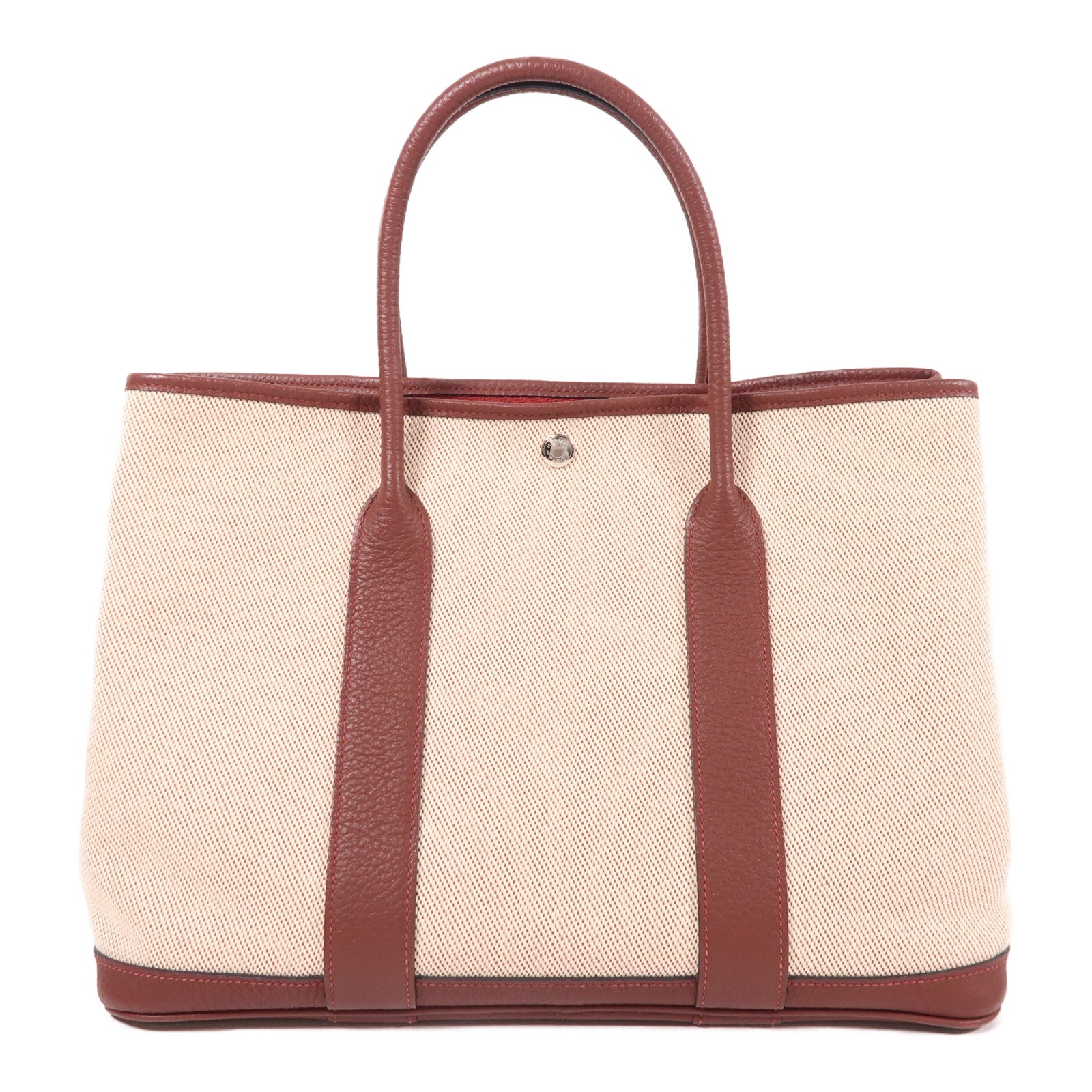 HERMES 【激減優惠】帆布Garden Party PM銀扣手挽袋
