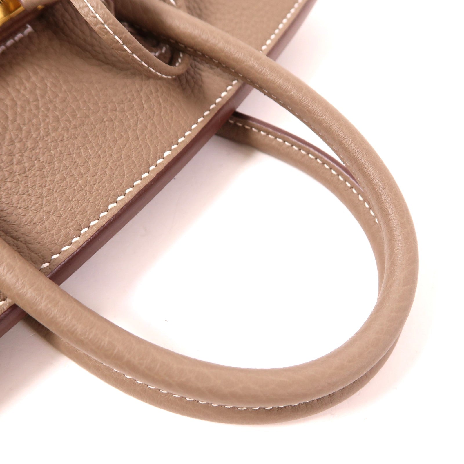 HERMES Clemence皮革Birkin 25金扣手挽袋Etoupe大象灰色