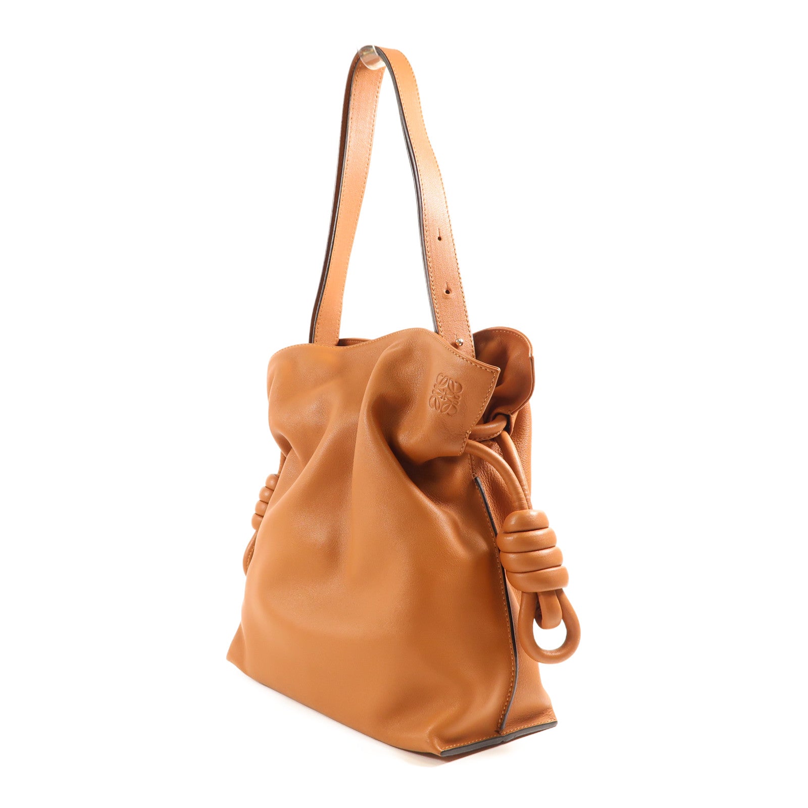 LOEWE 皮革Flamenco Clutch銀扣肩背袋