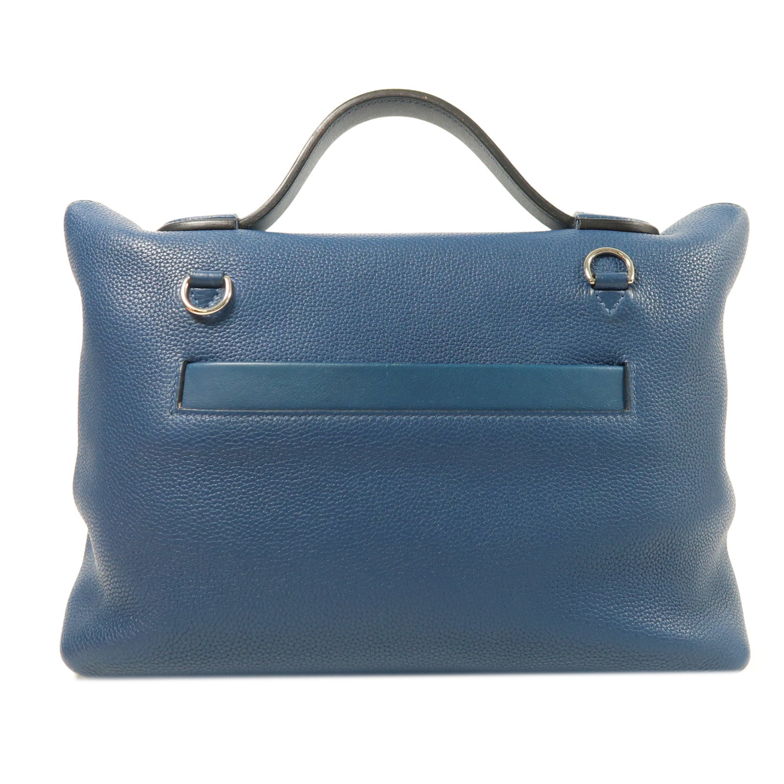 HERMES Clemence皮革24/24 29cm銀扣手挽肩背兩用袋Deep Bleu
