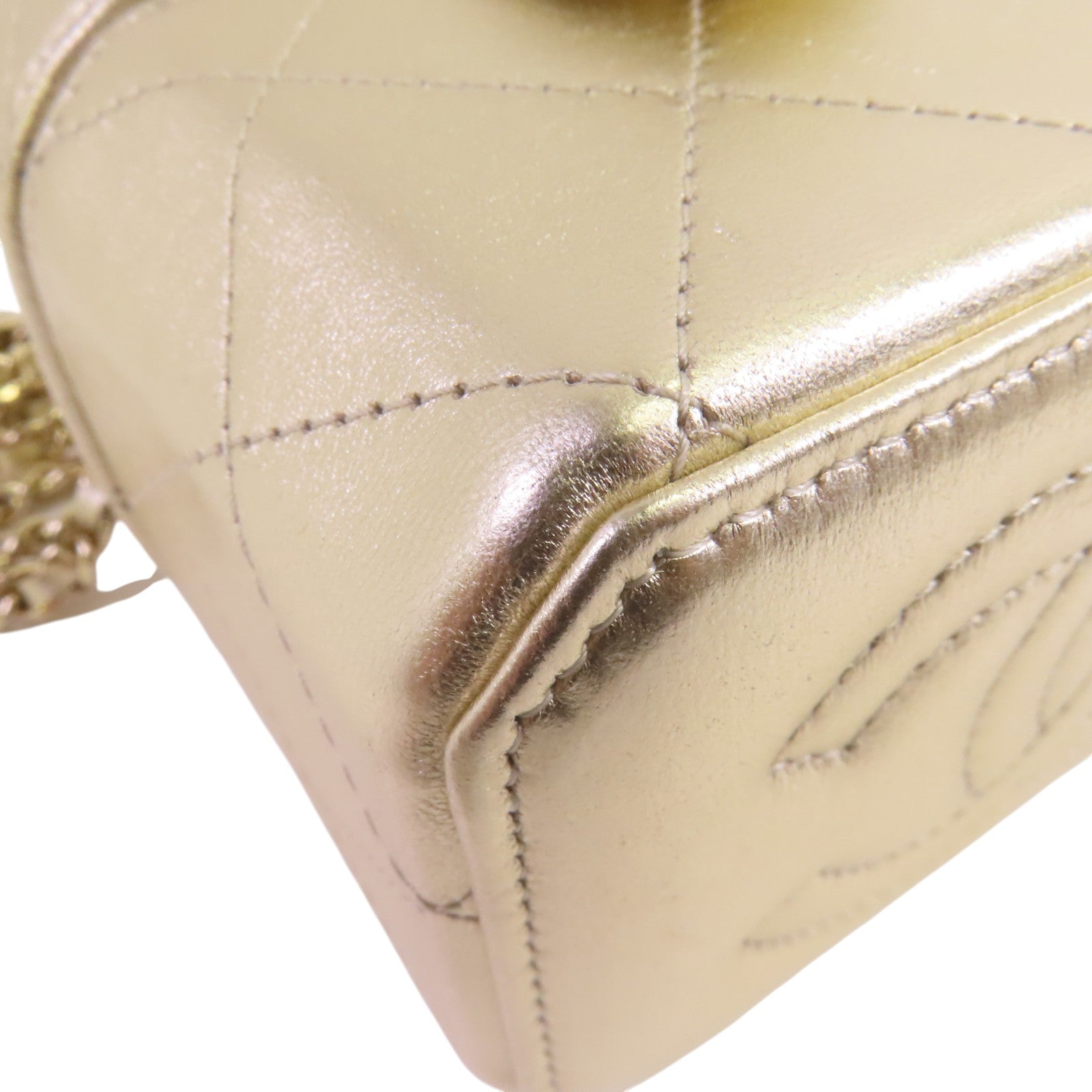 CHANEL 牛皮皮革Vanity Case金扣鏈帶肩背袋