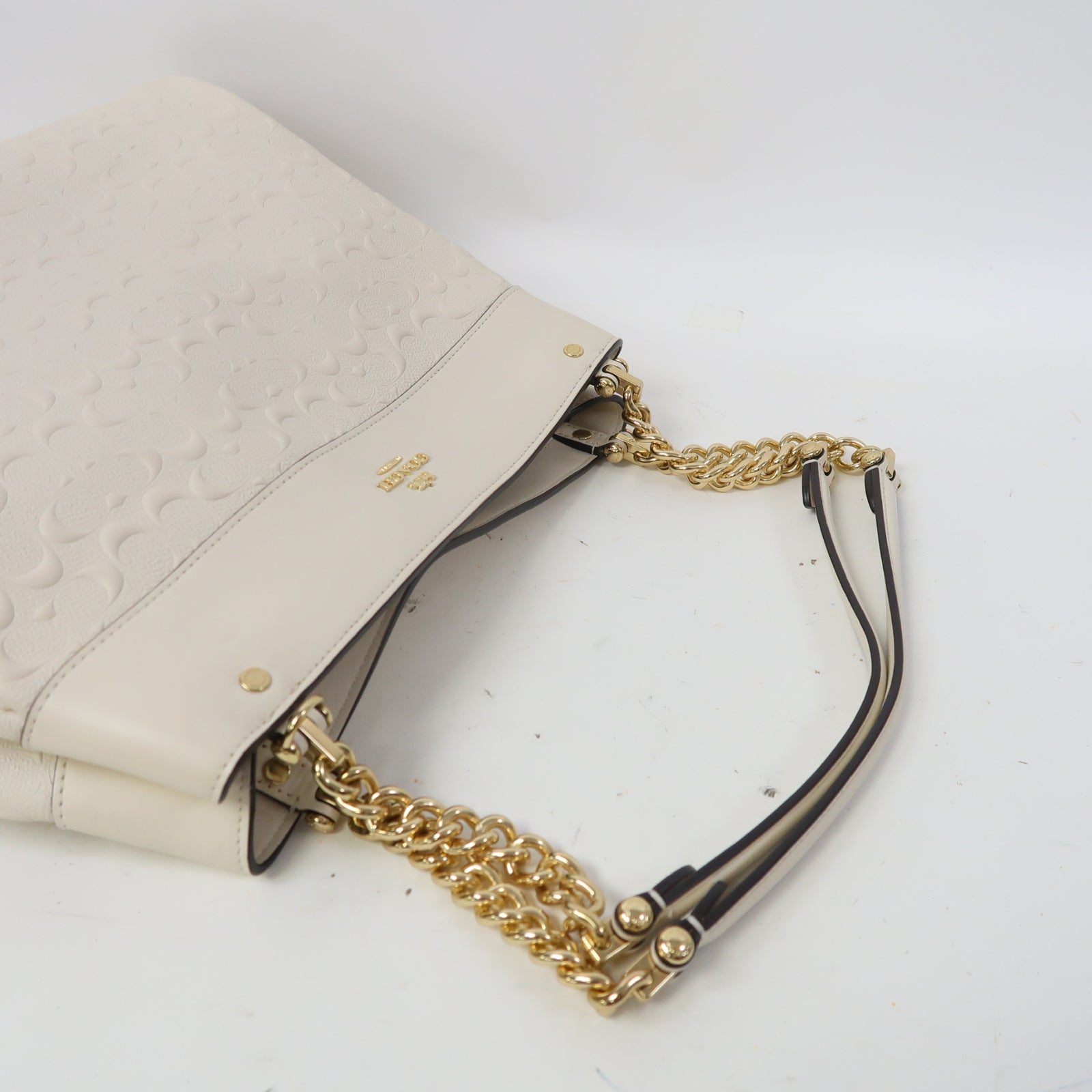 COACH 牛皮皮革Shoulder Bag金扣肩背袋白色