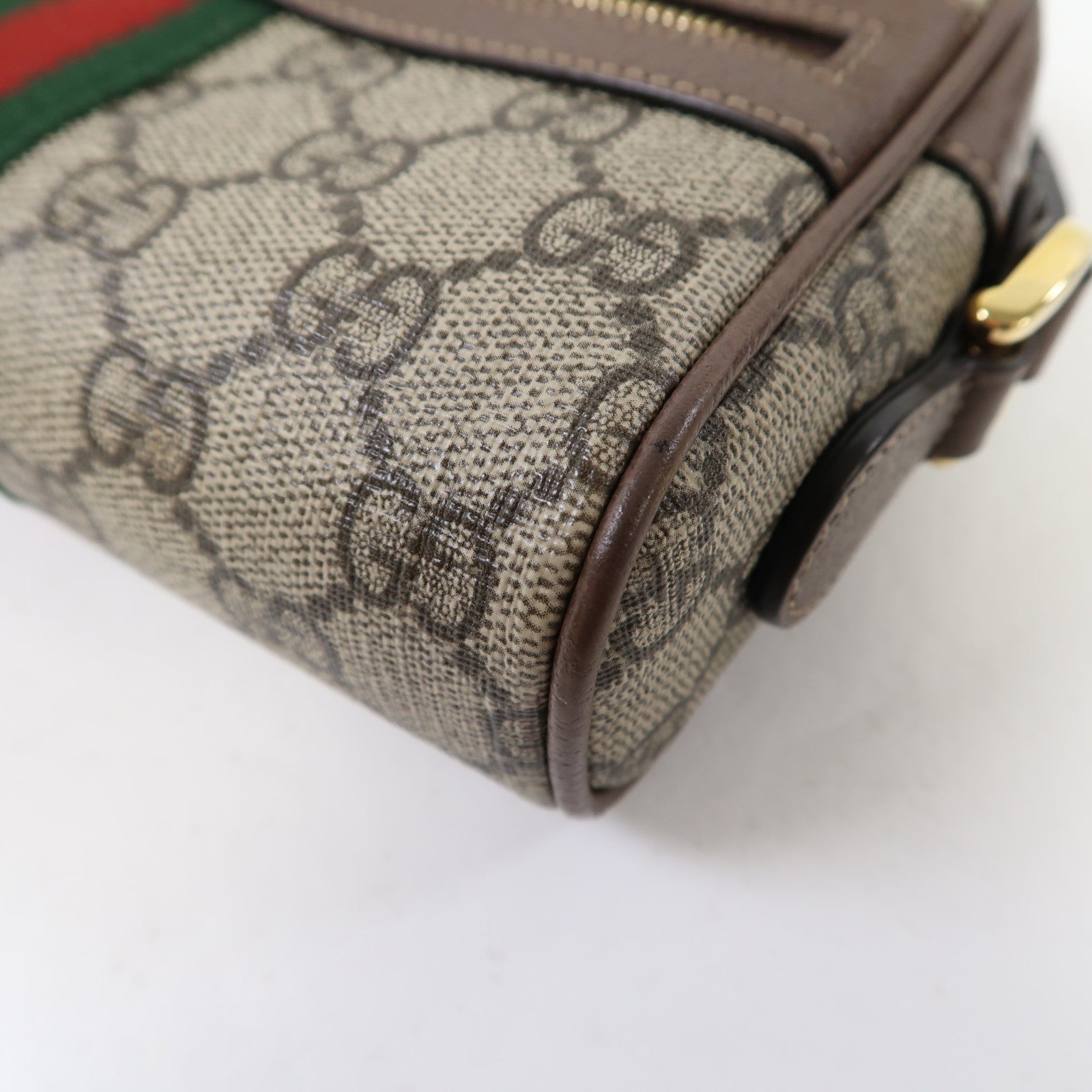 GUCCI 塗層帆布Ophidia GG Supreme Mini金扣肩背袋啡色