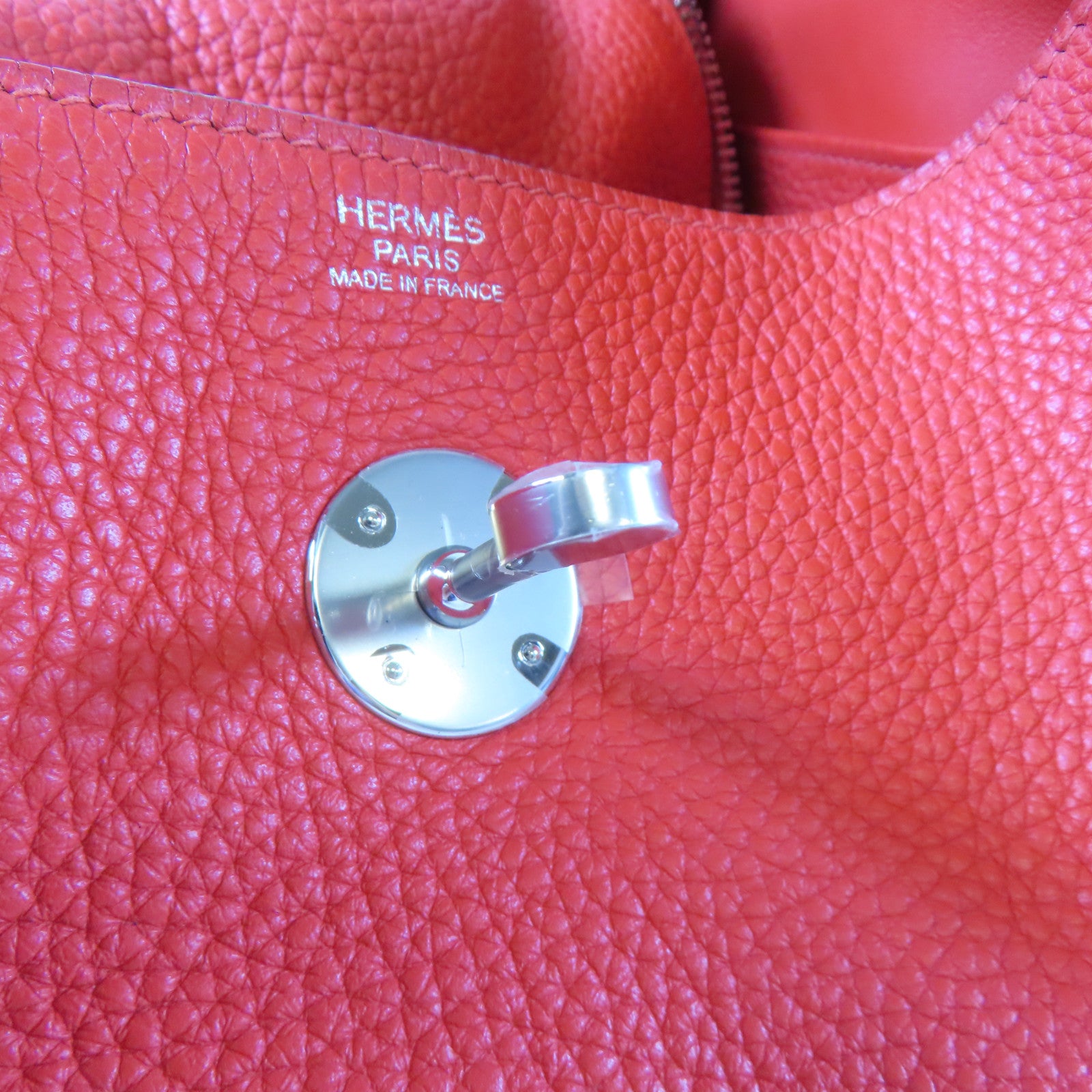 HERMES 【激減優惠】Clemence皮革Lindy 30銀扣肩背袋番茄紅色