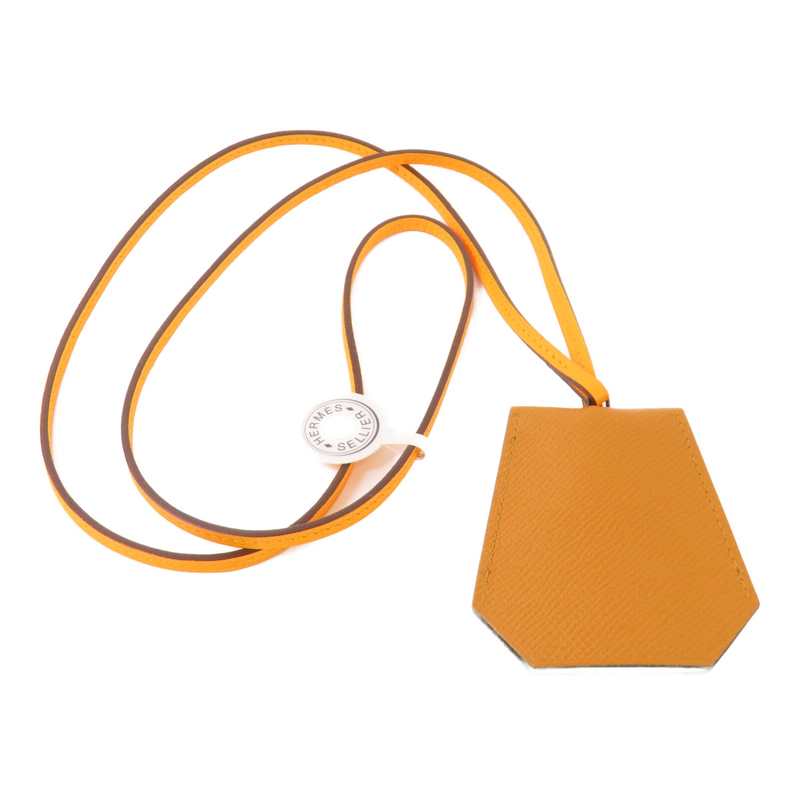 HERMES 【激減優惠】Epsom皮革/珍珠母H Hibouton Clochette Key Ring鎖匙扣Gold