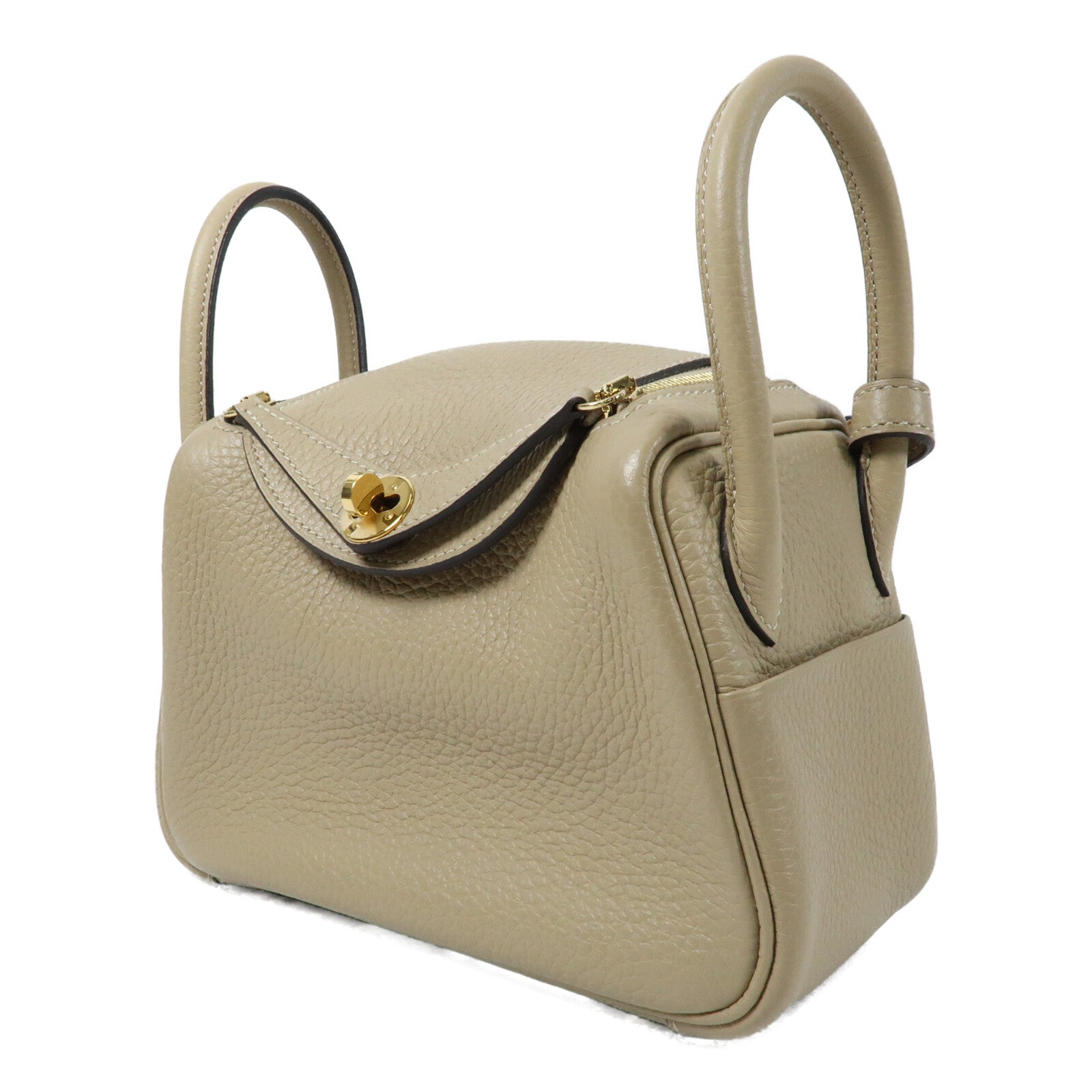 HERMES Clemence皮革Mini Lindy金扣手挽肩背兩用袋Trench